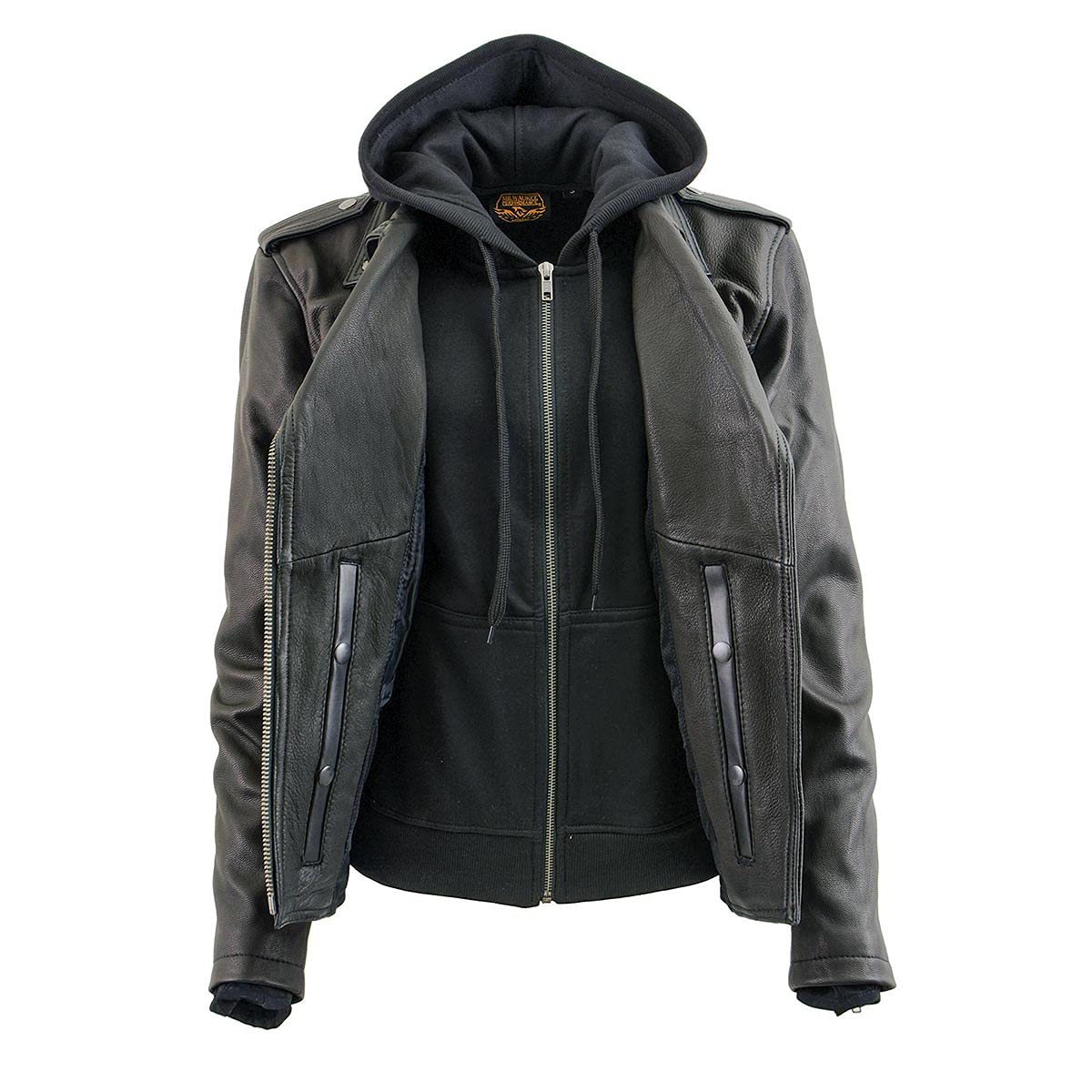 Milwaukee Leather MLL2575 Women's Black Vented Motorcycle Jacket with Removable Hood - Breathable Riding Gear for Commuting & Adventure - Perfect for Urban Biking and Long-Distance Tours