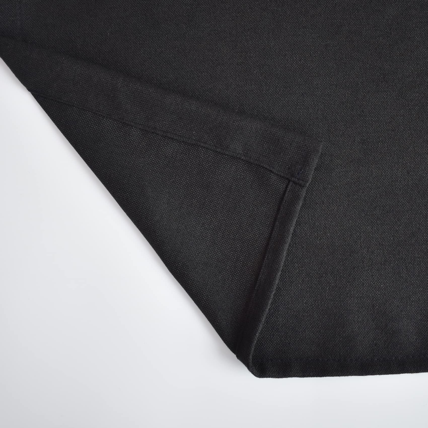 UPOPO 18 Inch Black Linen Textured Valance Curtain - Rod Pocket Window Topper for Kitchen, Living Room, Bedroom - 1 Panel 54