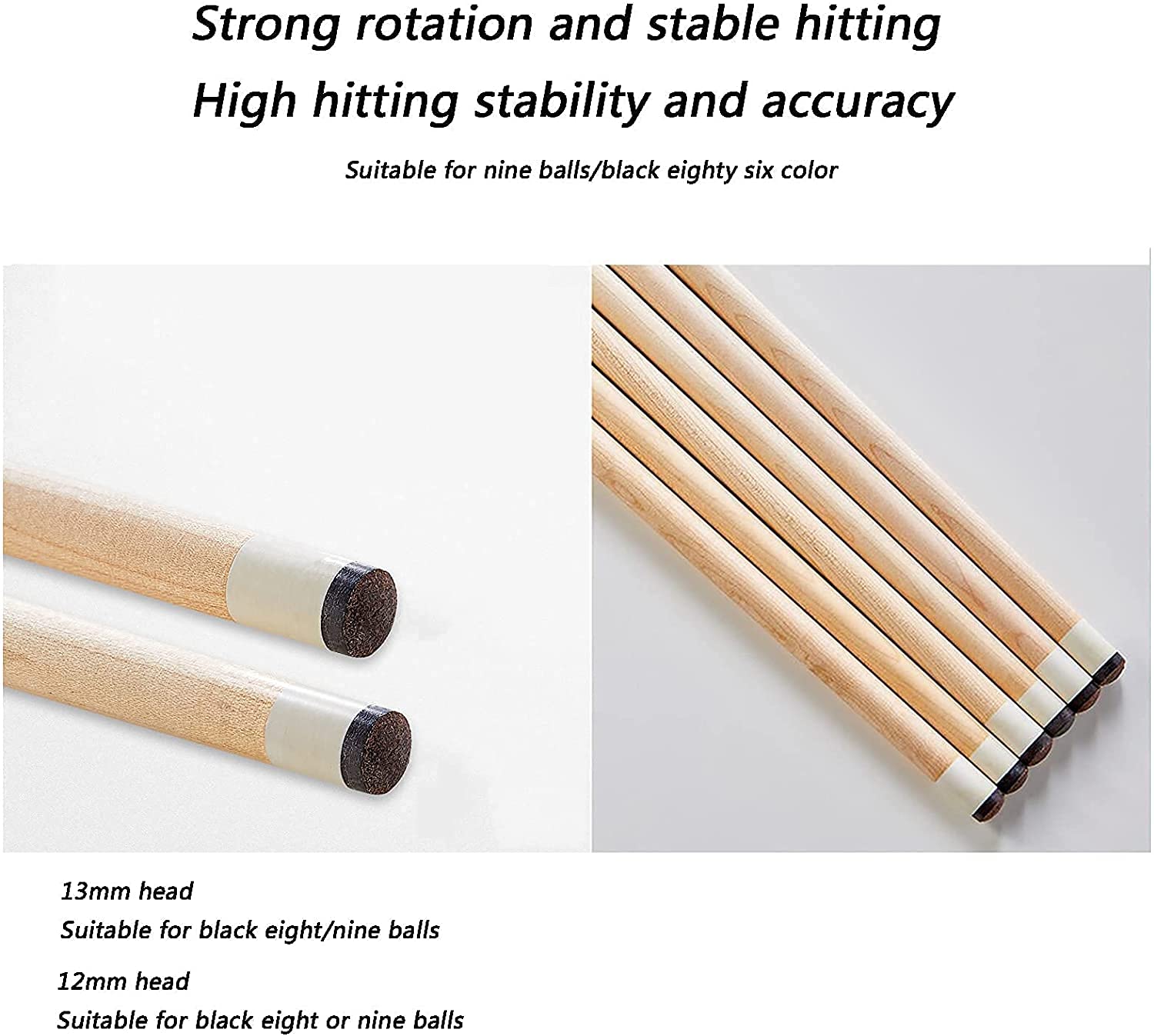 Premium 57-Inch Maple Pool Cue Stick - Handmade 19oz Billiard Cue with 1/2 Split Design (Middle/Big Head) | Professional Snooker & Pool Accessories Set | Perfect for Home Game Rooms, Bars & Competitive Play