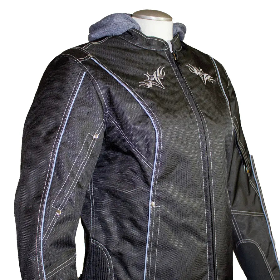 Open Road Women's Zip Out Hoodie Reflective Textile Motorcycle Jacket - Windproof & Waterproof Riding Gear for Commuting & Adventure Travel