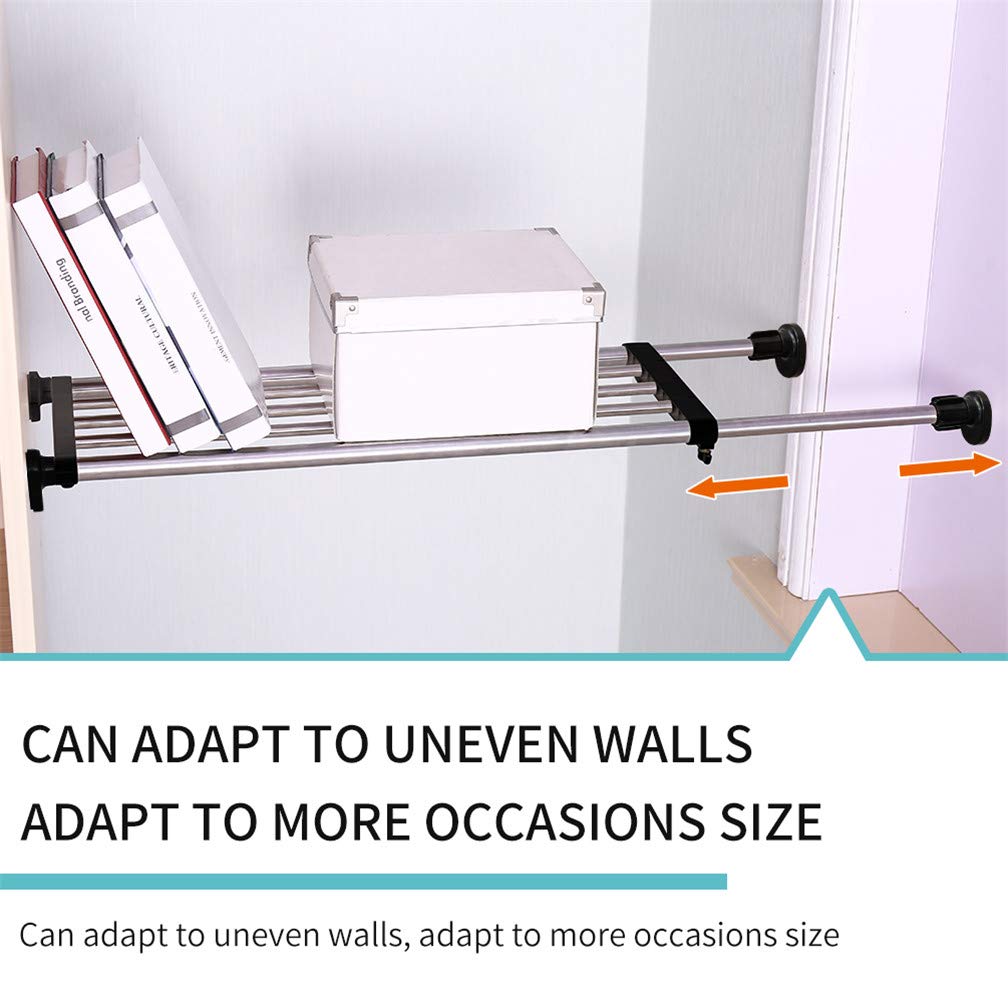 Adjustable Closet Tension Shelf - Expandable Cabinet Hanging Rod & Metal Storage Rack Organizer for Wardrobe, Kitchen, Bathroom (19.69-31.5 Inches, Black) | Space-Saving DIY Closet Divider & Shelf Organizer for Small Spaces