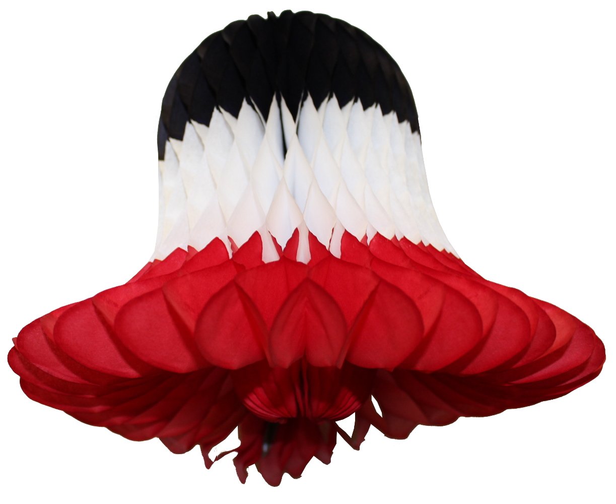 6-Pack Black, White & Red 11 Inch Tissue Paper Bells for Party Decorations, Christmas Tree Ornaments, Wedding & Birthday Party Supplies