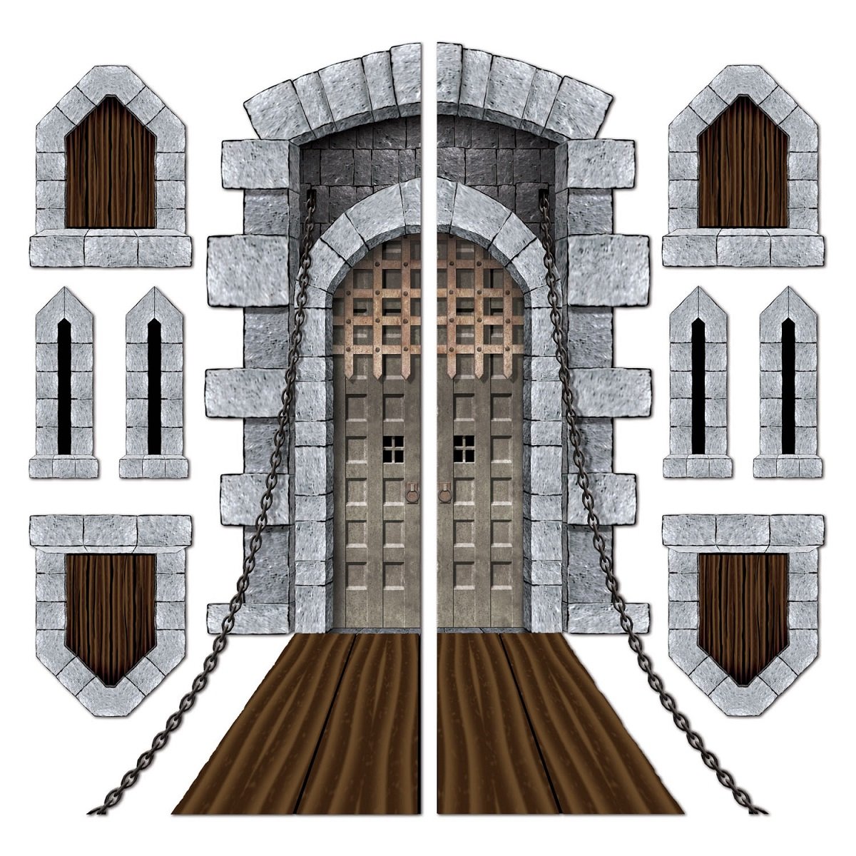 108-Piece Gray Castle Door & Drawbridge Wall Decor Set - 71