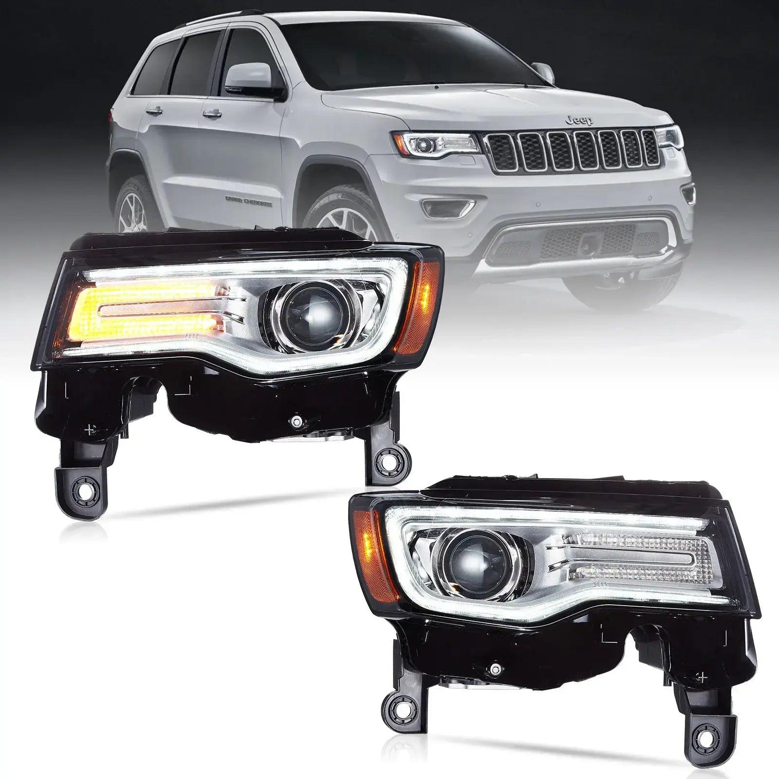 2014-2022 Jeep Grand Cherokee (WK2) Full LED Headlight Assembly with DRL & Startup Animation - High Performance Replacement Headlights for Night Driving & Off-Road Adventures