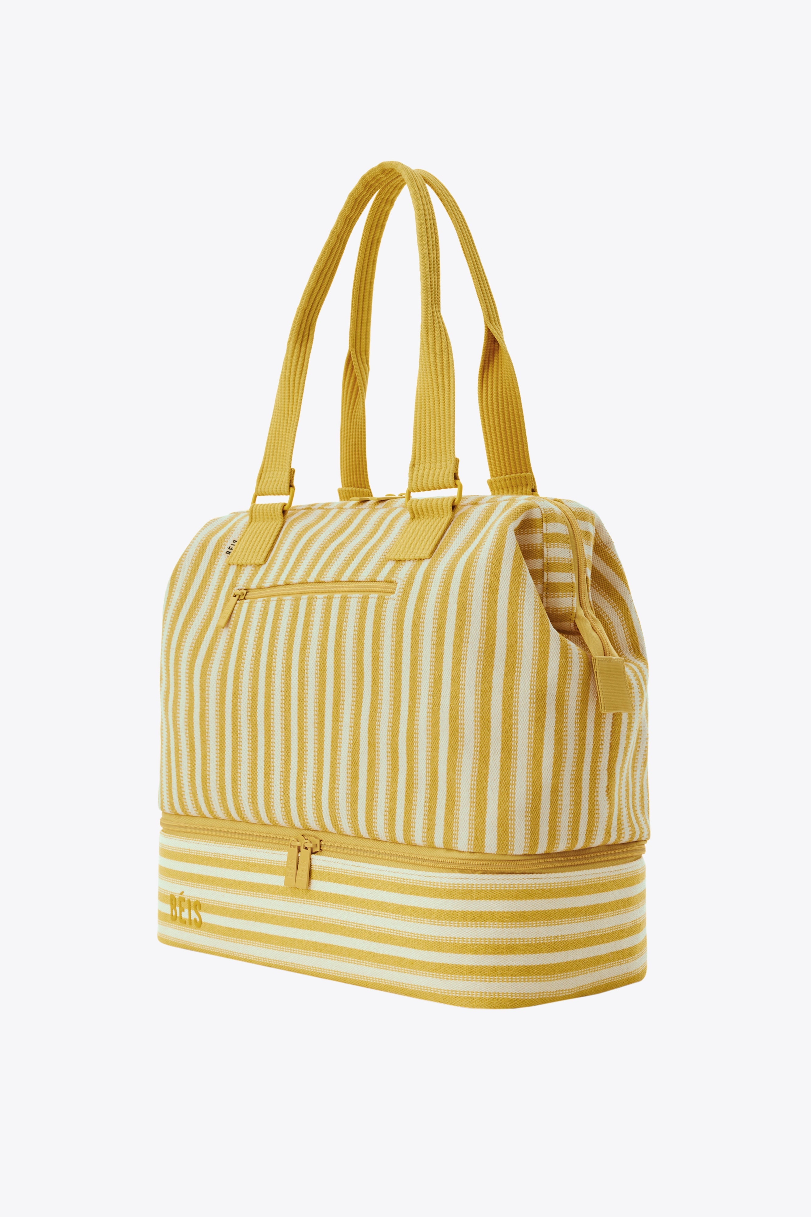 Mini Weekender Bag in Honey Stripe - Stylish & Compact Travel Duffel for Weekend Getaways, Gym, Work & Overnight Trips