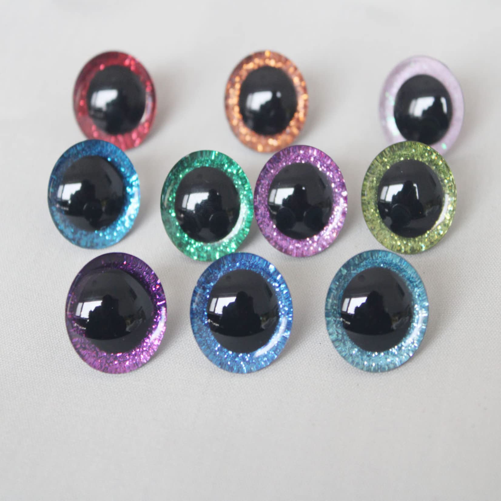 20pcs 9-35mm Plastic Safety Eyes for DIY Crafts, Crochet Amigurumi, Stuffed Animals & Doll Making - Glitter Eyes for Bears, Toys and Handmade Projects - Perfect for Knitting, Sewing and Creative Gifts