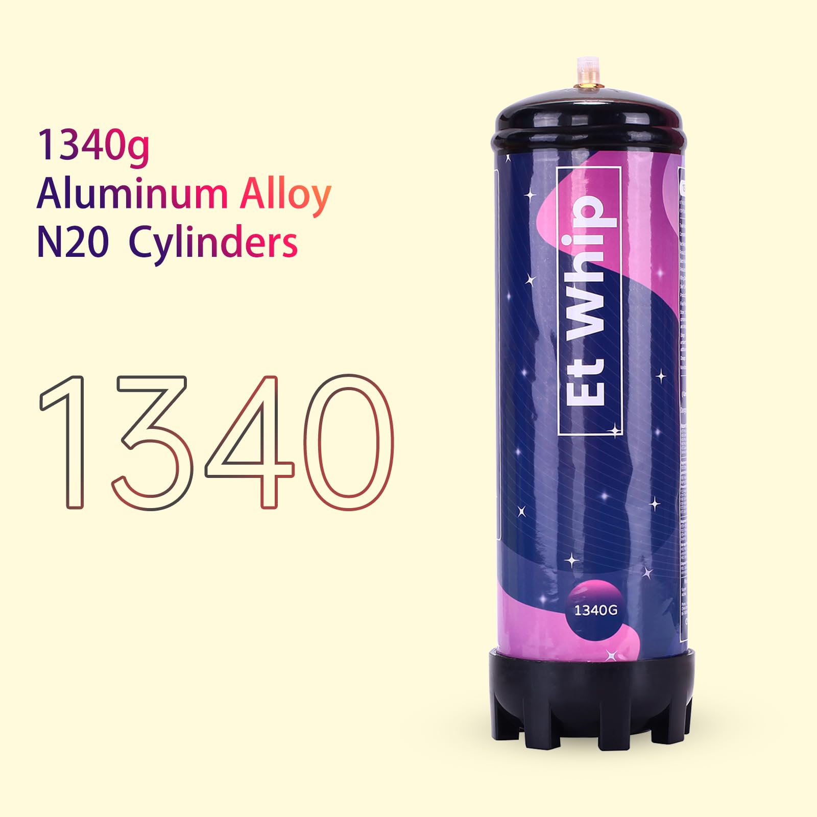 2.2L Whipped Cream Charger Nitrous Oxide Tank 1340g (2-Pack) - Perfect for Professional Desserts, Coffee Shops & Home Baking