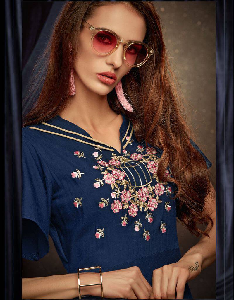 Blue Heavy Rayon Kurti for Women - Stylish & Comfortable Indian Tunic Top for Casual Wear, Parties & Festivals