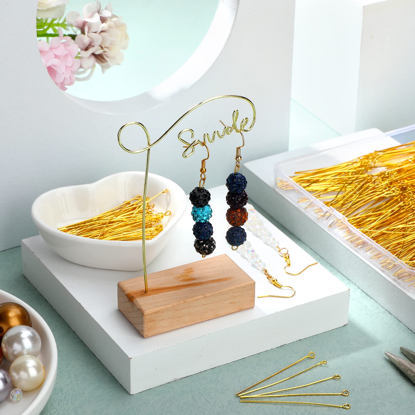Sureio 500 Pieces 2 Inch (50mm) Gold Eye Pins for Jewelry Making - DIY Earring Headpins, Craft Supplies for Bracelets, Necklaces & Pendants - Perfect for Beading, Wire Wrapping & Handmade Jewelry Designs
