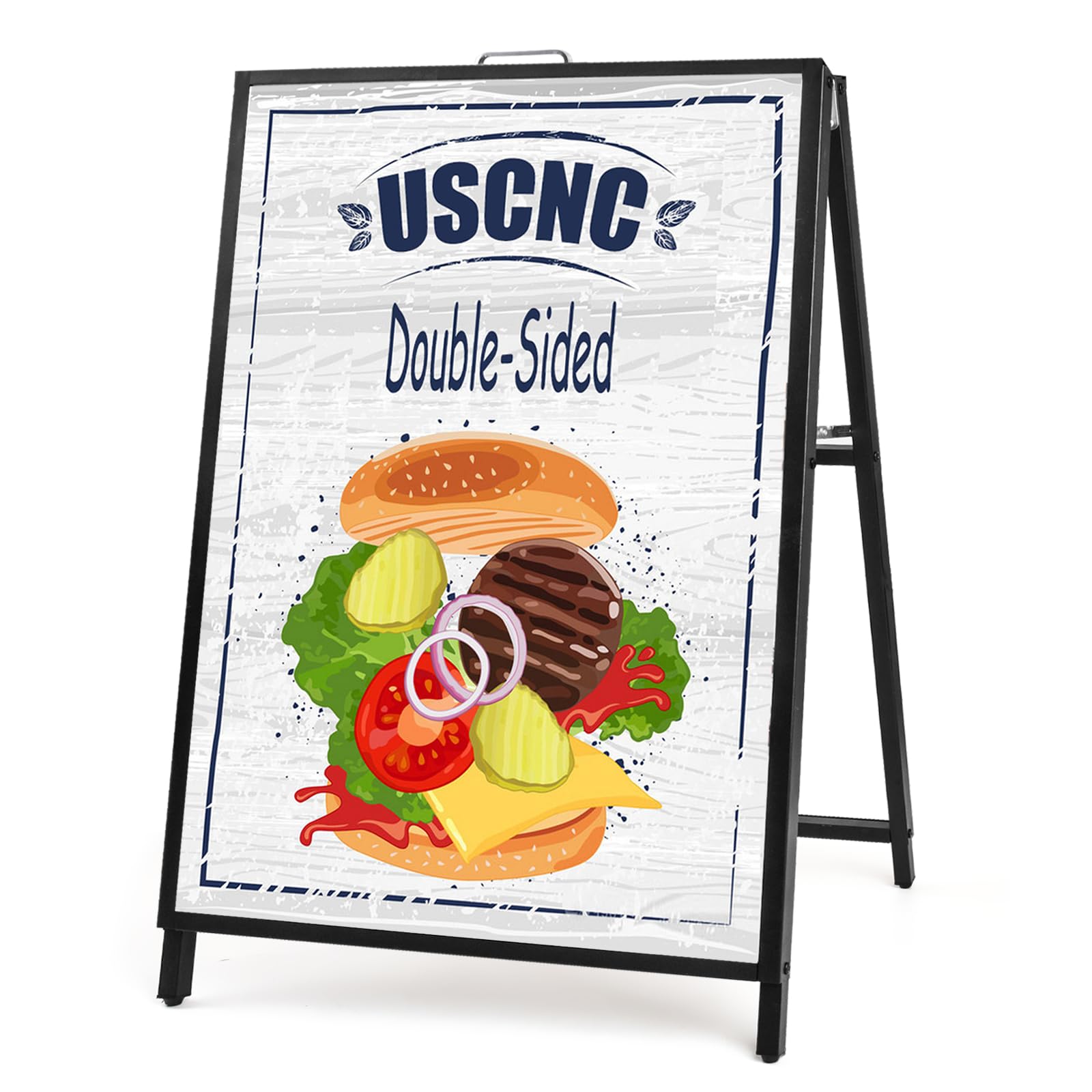 USCNC 24x36 Inch Heavy Duty Double-Sided A-Frame Sandwich Board Sign - Durable Slide-in Sidewalk Sign for Outdoor Advertising, Business Promotions & Street Marketing (Frame Only, No White Board Included) - Perfect for Restaurants, Retail Stores & Event Signage