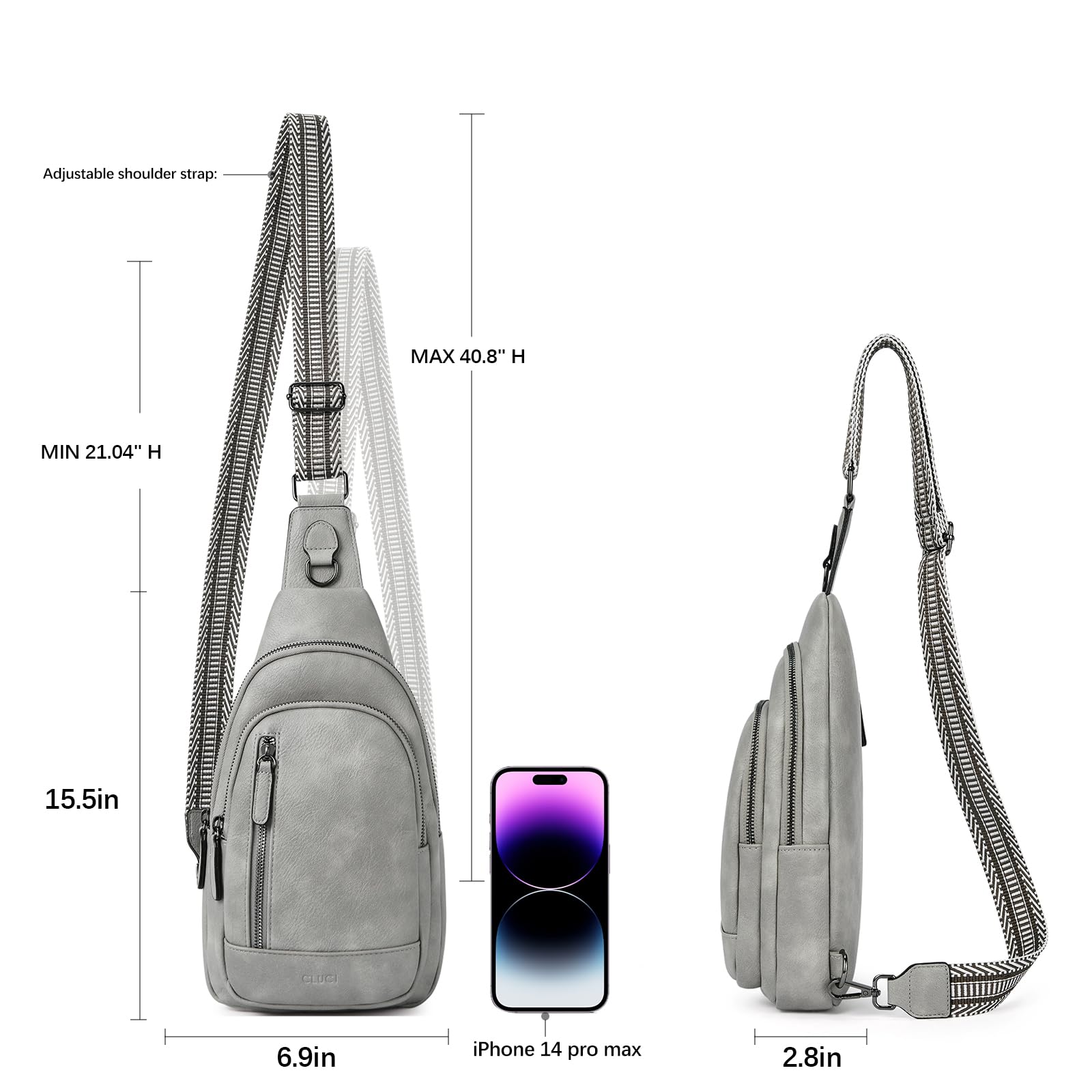 CLUCI Women's Leather Crossbody Bag & Sling Backpack - Stylish Travel Purse for Everyday Use, Commuting and Weekend Getaways