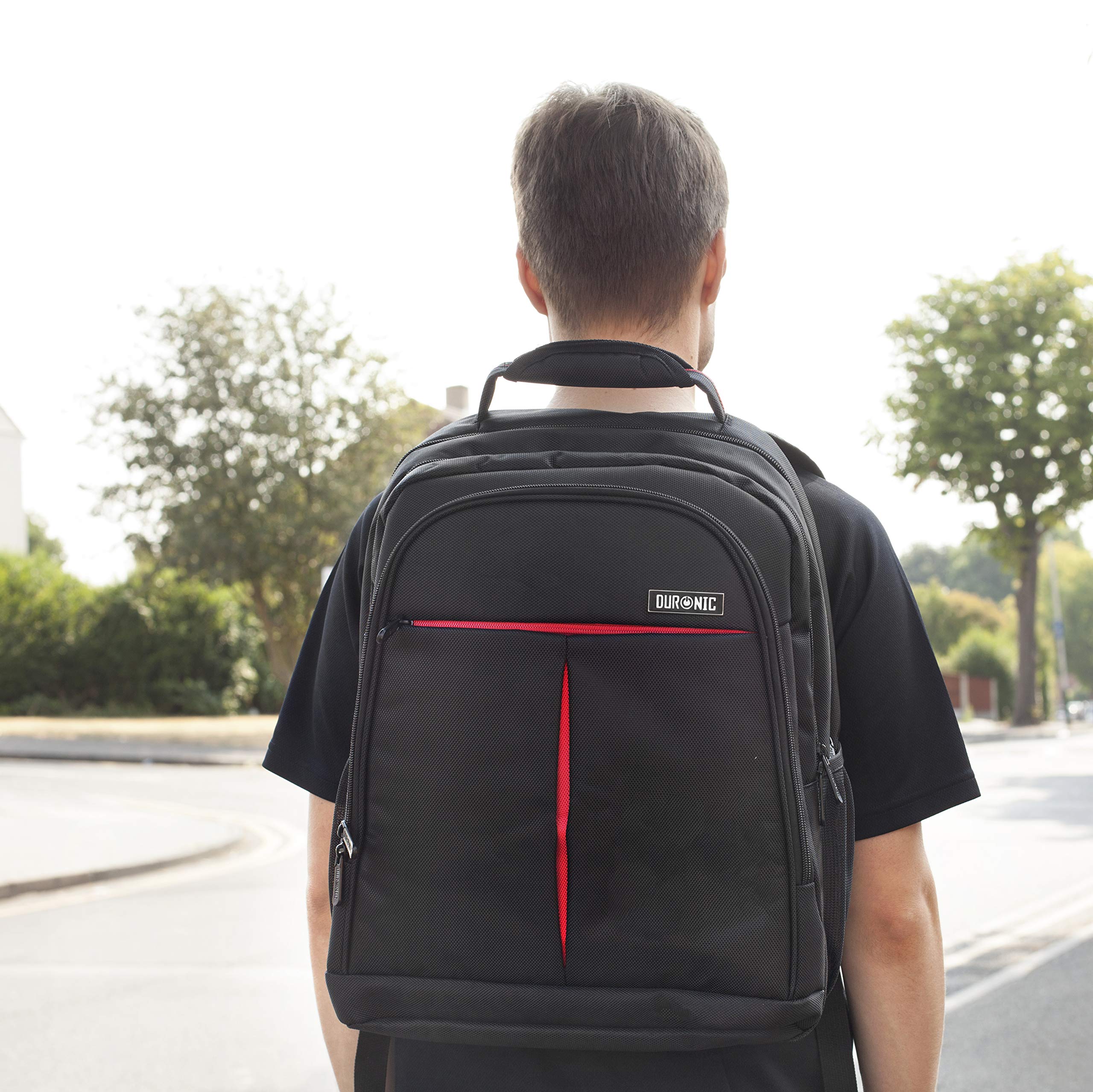 Duronic Lightweight Water Resistant 15.6 Inch Laptop Backpack - Business Travel Computer Bag for Men & Women, School Rucksack, Gym Backpack with USB Charging Port - Perfect for Work, College, Commuting and Daily Use