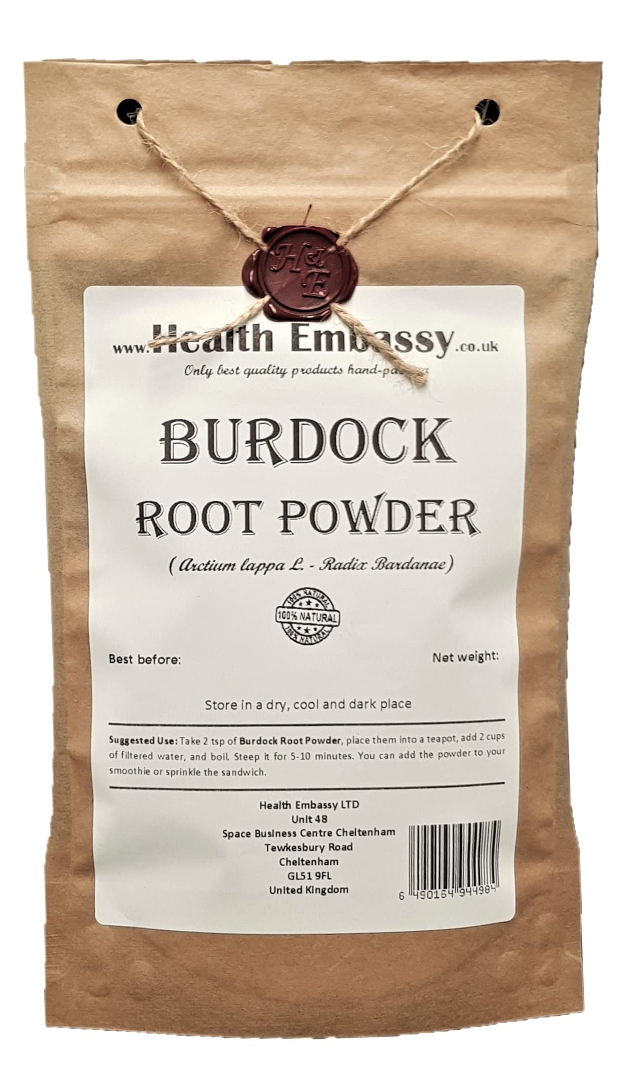 Organic Burdock Root Powder (Arctium lappa) - 50g | Detox & Skin Health Supplement | Perfect for Herbal Tea, Smoothies & DIY Beauty Recipes