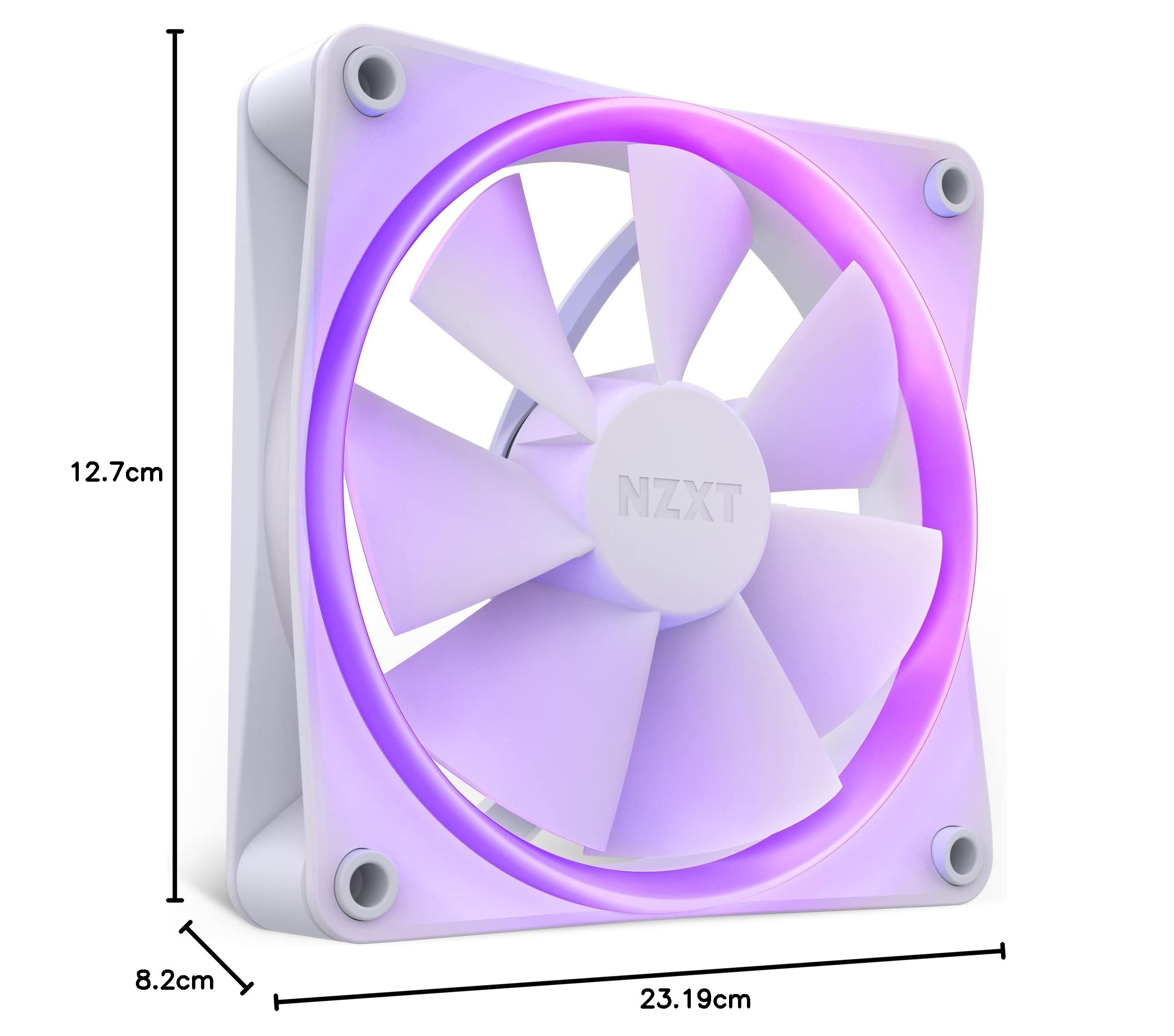 NZXT F120 RGB PC Cooling Fans - 120mm White Case Fan with Advanced RGB Lighting & Controller - Ultra Quiet Cooling for Gaming PC, Workstation, and Home Office Setup