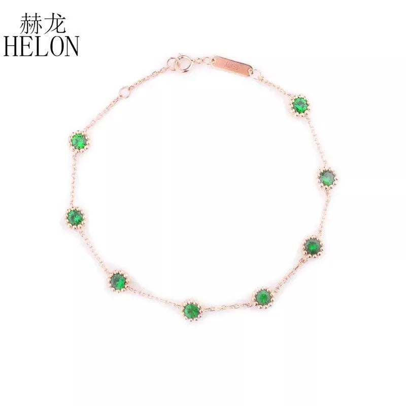 HELON 18K Rose Gold 1.2ct Genuine Tsavorite Gemstone Bracelet for Women - Elegant Fine Jewelry Gift for Her, Birthday, Anniversary & Special Occasions - Perfect for Parties, Weddings & Everyday Wear