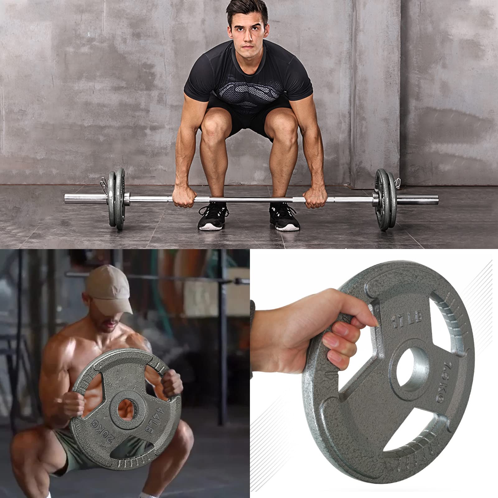 Olympic Cast Iron Weight Plates Set - 10lb to 45lb for Strength Training & Muscle Toning - Fits Standard 2