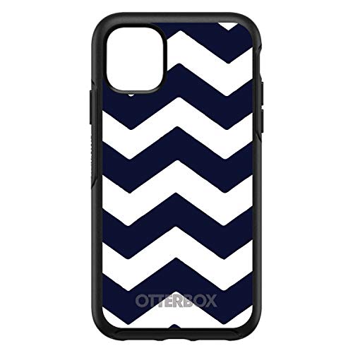 Navy Blue White Chevron Stripes On Black Case