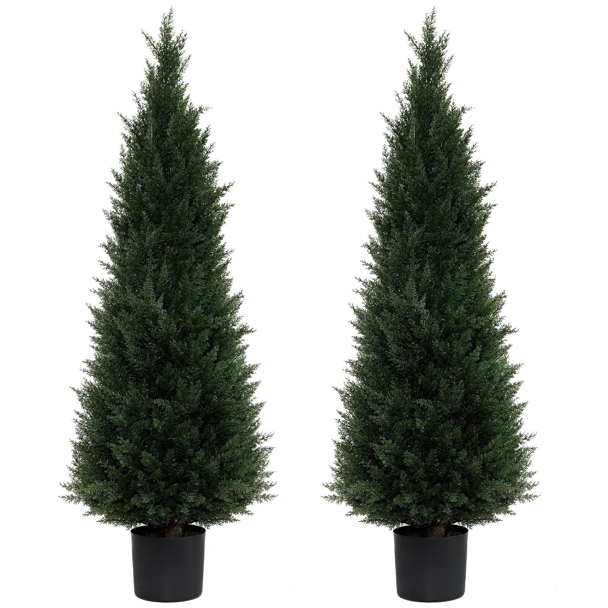 4 Feet Artificial Topiary Trees 2-Pack - UV Resistant Faux Cedar Pines in 6