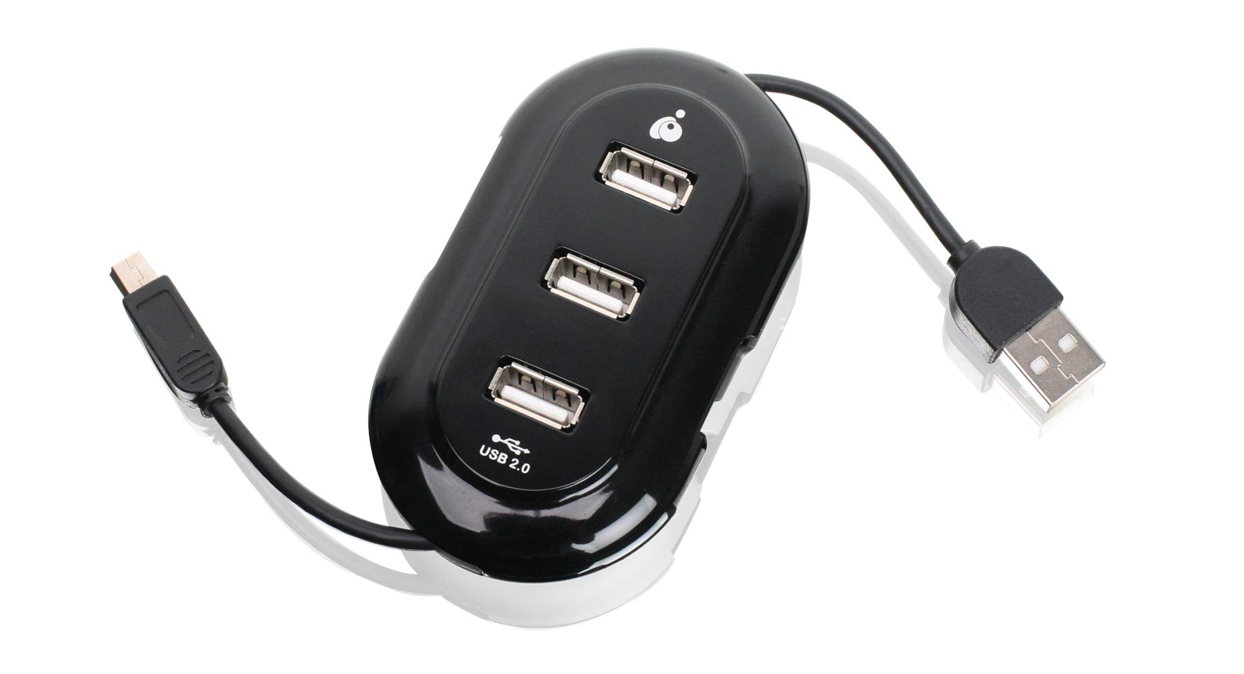 IOGEAR 3-Port USB 2.0 Mobile Hub with Compact Design - Portable USB Hub for Laptop, PC, Mac - Expand Connectivity for Mouse, Keyboard, Flash Drives (Black) | Perfect for Home Office, Travel & Workspace Setup