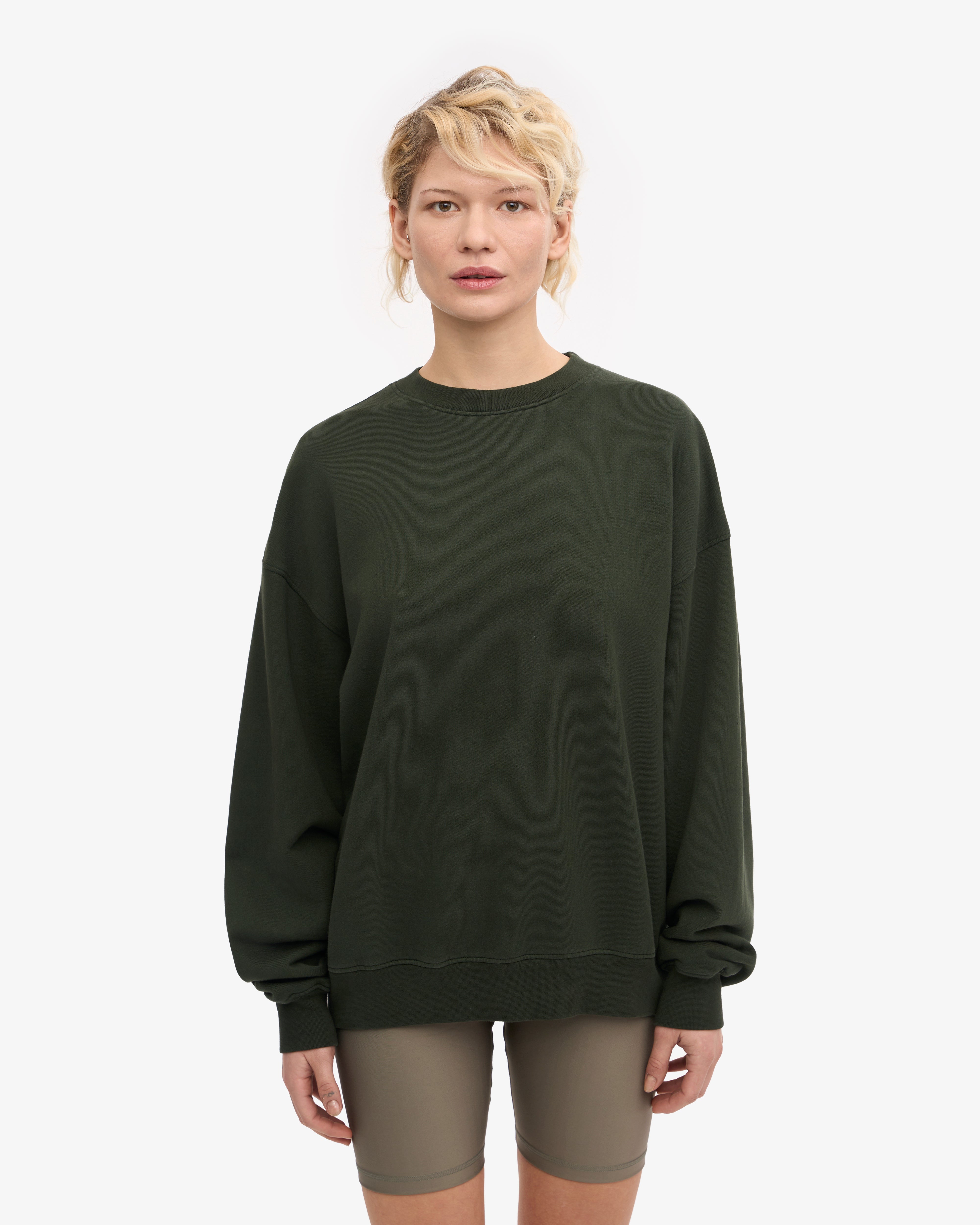 Organic Oversized Crewneck Sweatshirt for Women - Soft & Cozy Hunter Green Pullover - Perfect for Casual Wear, Lounge & Outdoor Activities