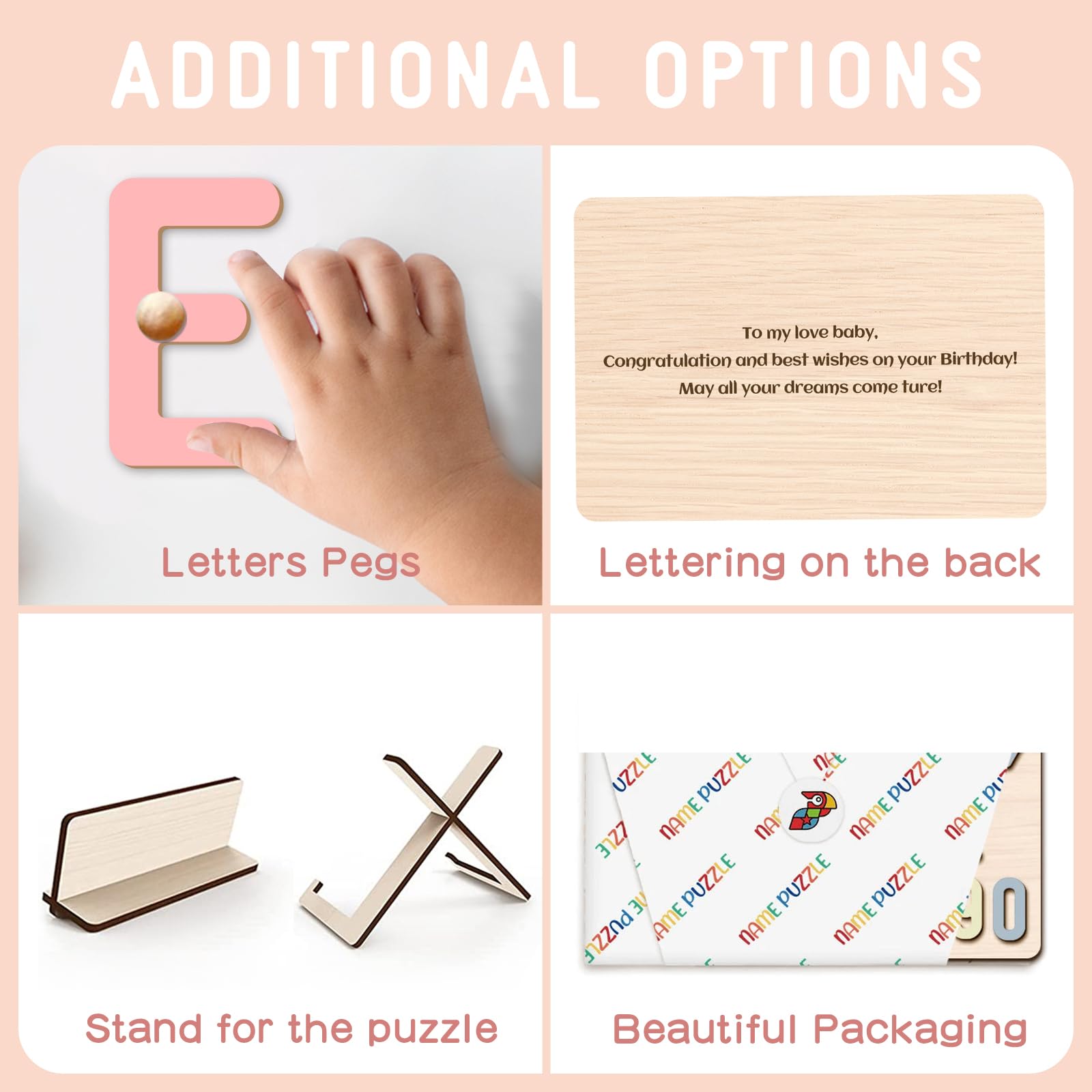 Custom Name Puzzle for Toddlers 1-3 Years - Personalized Wooden Learning Toy with Engraved Text | Easter Basket Stuffers, 1st Birthday Gift for Boys & Girls | Educational Baby Toy for Name Recognition & Early Learning - Perfect for Playtime, Nursery Decor & Holiday Gifting
