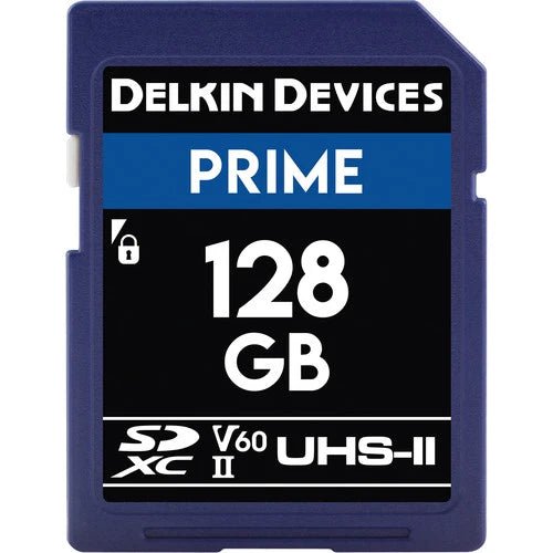 Delkin Devices 128GB PRIME UHS-II SDXC Memory Card - High Speed 300MB/s for Professional Photography & 4K Video Recording