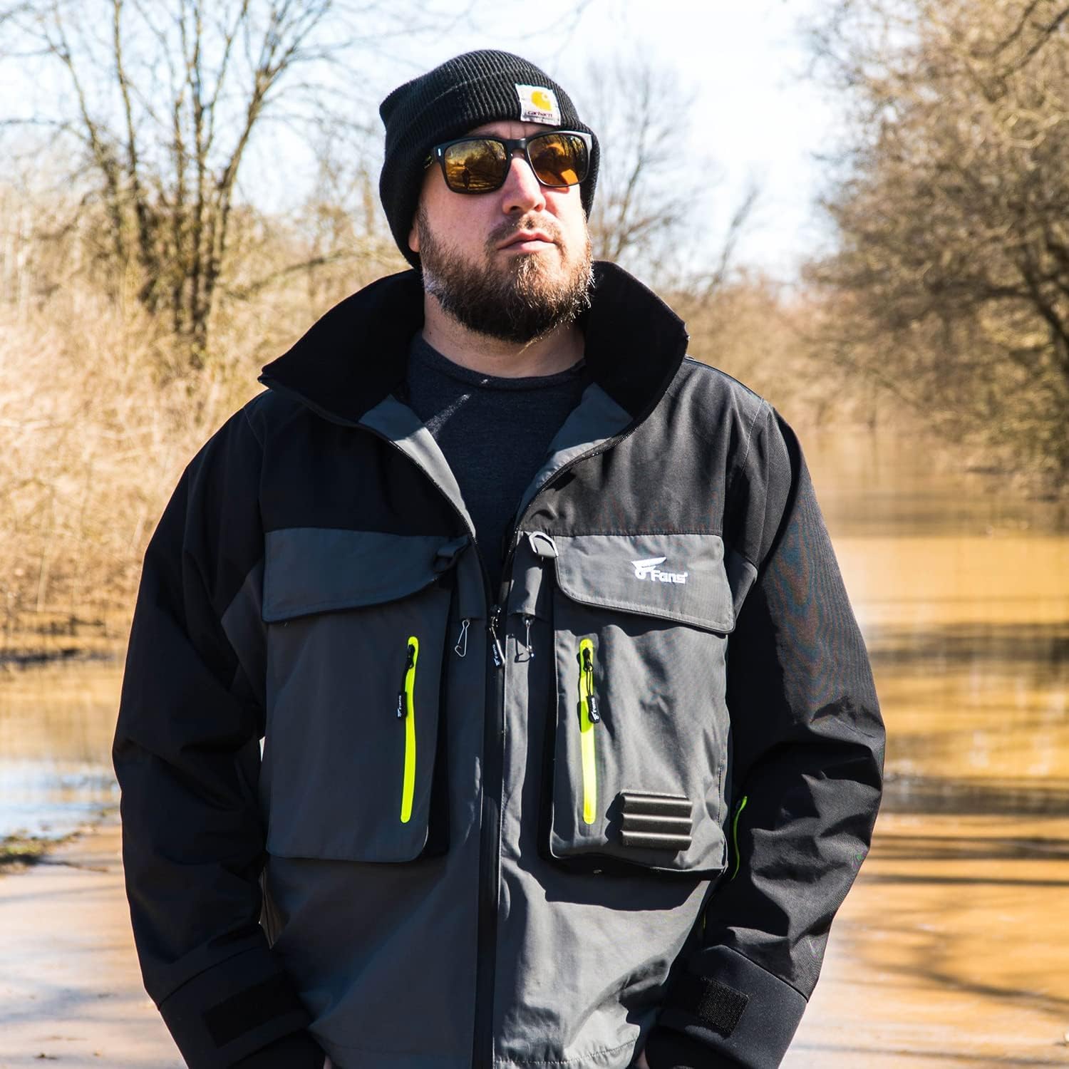 Breathable Waterproof Fishing Wading Jacket for Men & Women - Lightweight Raincoat with 8 Ventilation Fans - Ideal for Fly Fishing, Kayaking & Outdoor Adventures