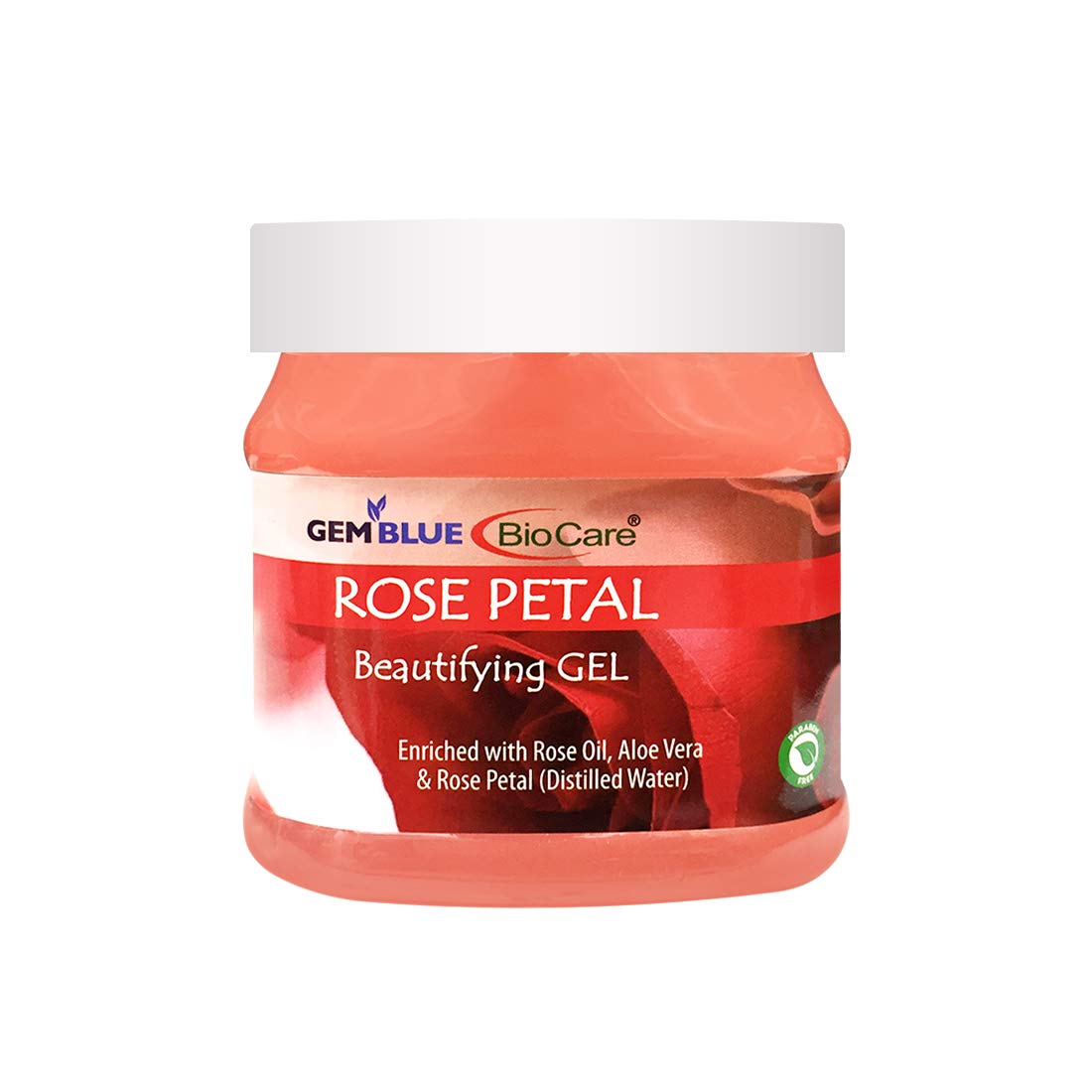 Gemblue Biocare Rose Petal Skin Beautifying Gel - 500ml with Rose Oil & Aloe Vera for Hydration & Glow | Perfect for Daily Skincare, Face Moisturizer & Night Care Routine