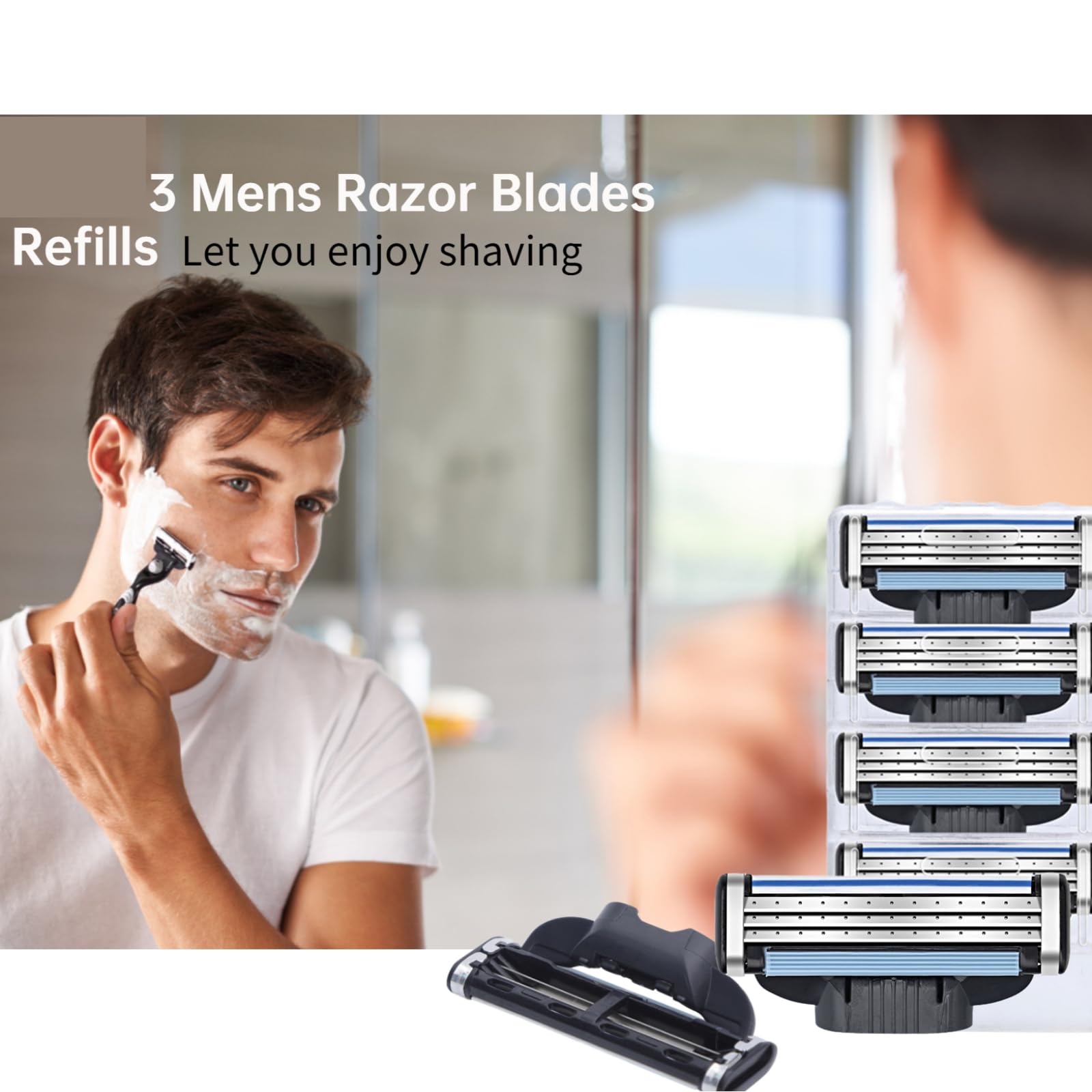 Premium 12-Count Men's Razor Blade Refills - Ultra Sharp 3-Blade Cartridges for Smooth Shaving with Dual Lubrication Strip | Perfect for Travel, Daily Grooming & Sensitive Skin Care