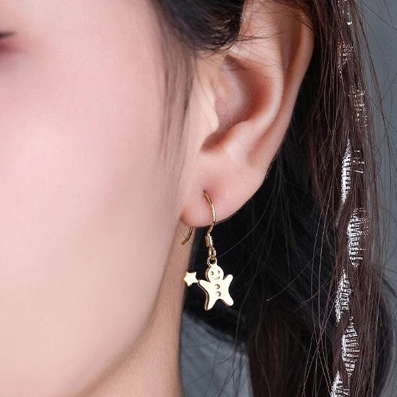 Gingerbread Man Dangle Earrings - Cute Christmas Stocking Stuffers for Women | DC007 | Perfect Holiday Gift & Party Accessory