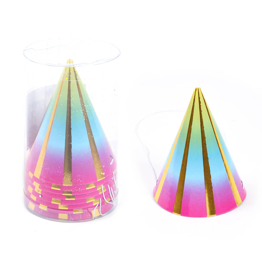 8-Pack Rainbow Mini Party Hats with Hot Foil Stamp - Perfect for Birthday Celebrations, Baby Showers & Festive Events