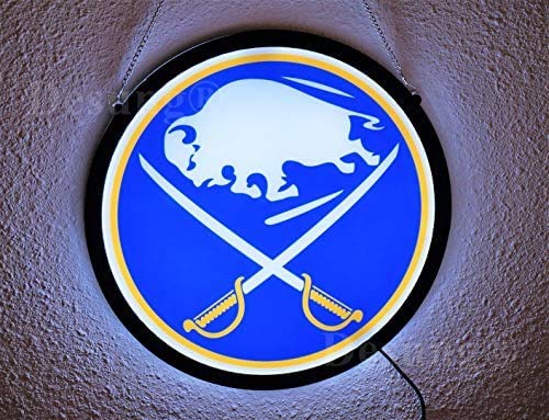 HOLTEEZ 17in LED Beer Sign Light - Vivid Printing Tech, Sabres Design for Bars & Pubs - Energy Efficient LED Decor Lamp (LE71M) - Perfect for Home Bars, Man Caves, and Game Room Decor