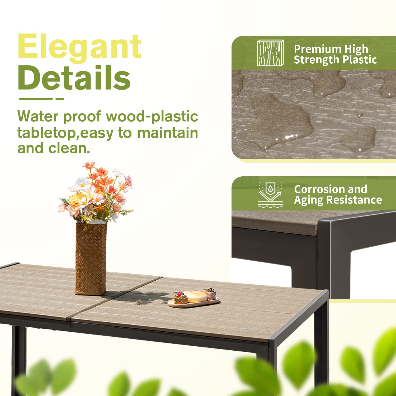 Homall 7-Piece Outdoor Patio Dining Set with 6 Stackable Textilene Chairs & Large Table - Beige Garden Furniture for Yard, Porch, Poolside & Backyard Entertaining