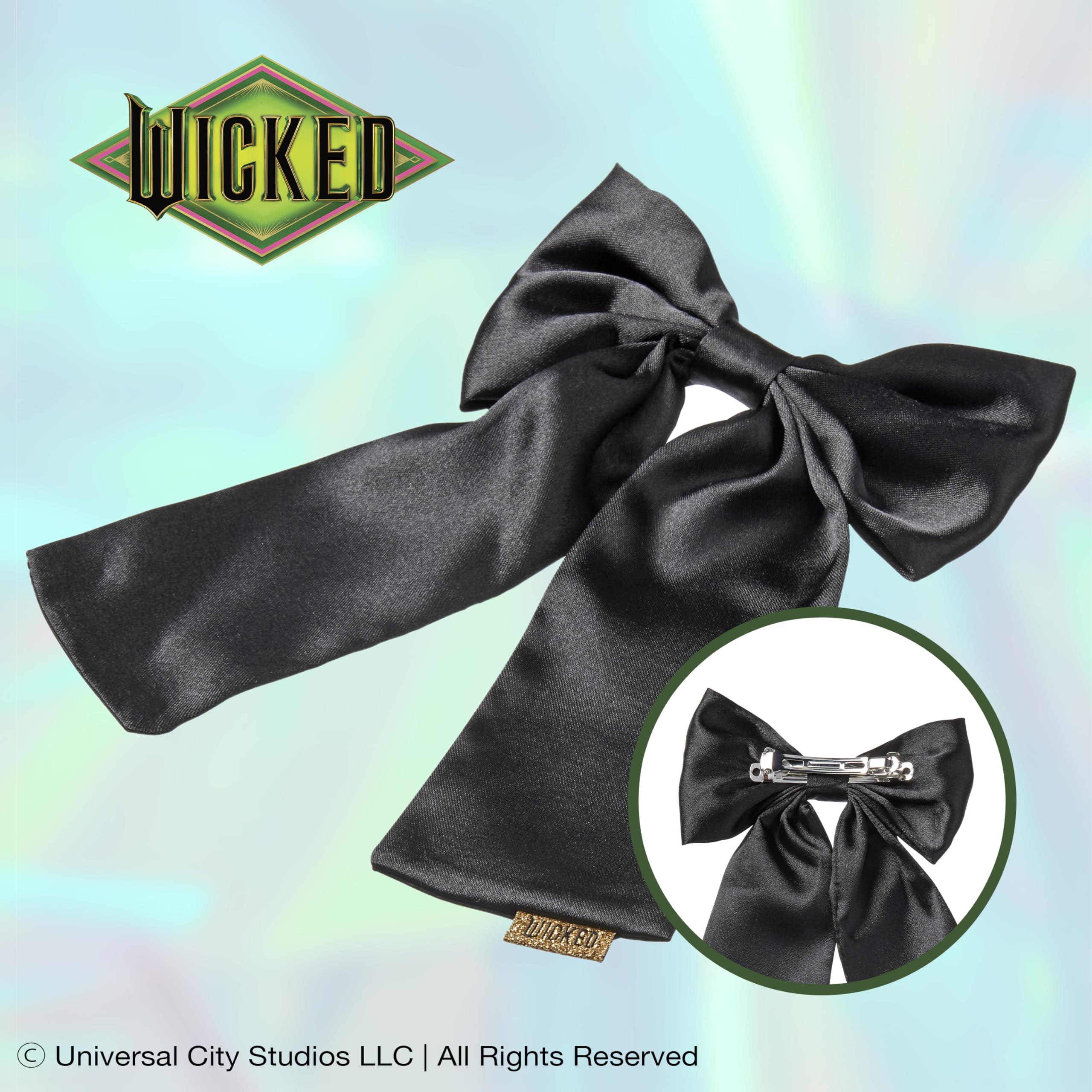 Scunci by Conair Wicked Satin Bow Barrette Hair Clip - Elegant Black Hair Accessories for Women & Girls - Perfect for Parties, Weddings & Everyday Style