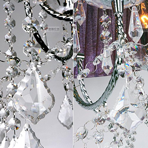 Modern Crystal Floor Lamp - European Style Fabric Shade for Living Room & Bedroom - Elegant Purple Crystal Lighting Fixture (Perfect for Bedside, Lounge & Reading Nook)