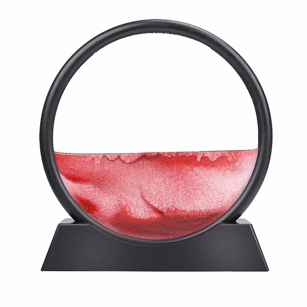 ZHAFG 7/12 Inch Moving Sand Art Picture - Round Glass 3D Deep Sea Sandscape in Motion Display - Flowing Sand Frame for Kids Gifts & Room Decor (Red Quicksand-12 Inch) - Perfect for Stress Relief, Meditation, Office Desk Decor & Home Decoration