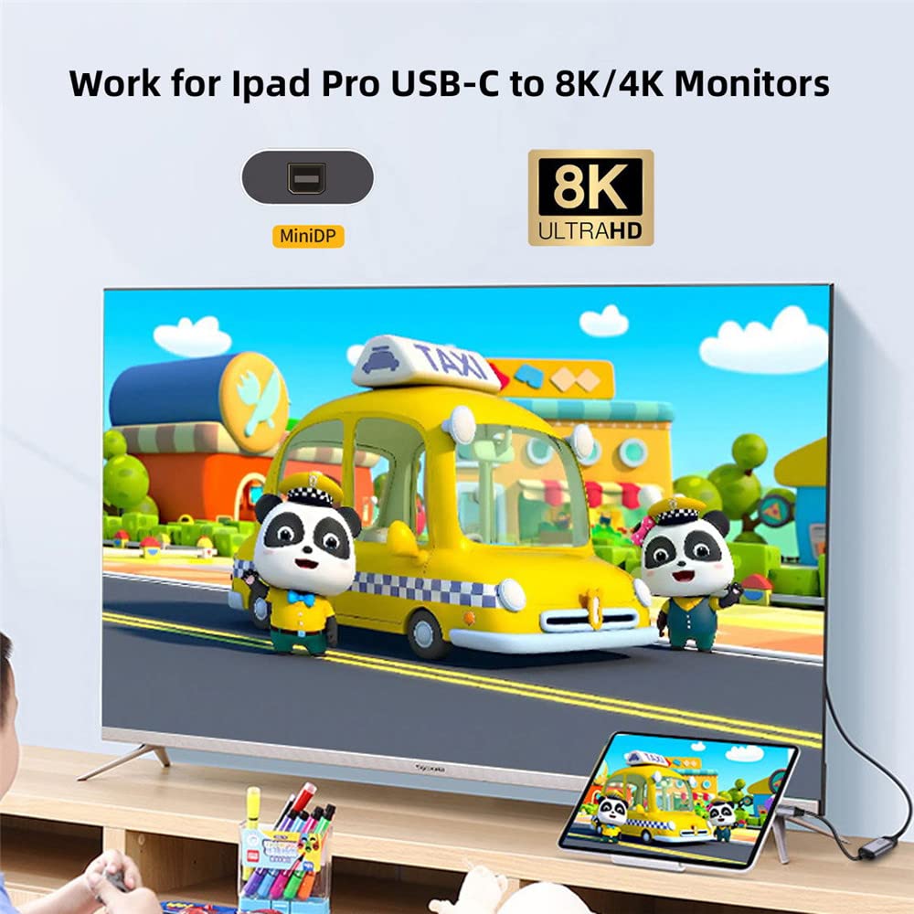 USB4 USB-C to Mini DisplayPort Cable - 8K 60Hz & 4K UHD Monitor Display Adapter - Compatible with MacBook Pro, Dell XPS, HP Laptops for Home Office and Gaming Setup