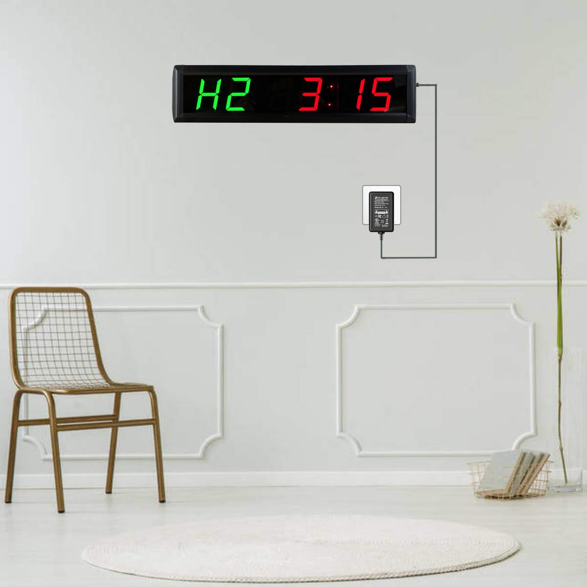 2.3 Inch Green and Red Workout Timer Wall Clock - Interval Timer, Countdown/Up Stopwatch with Remote for Gym, Home, and CrossFit Training