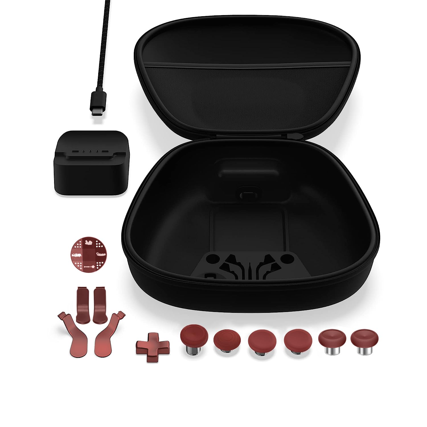 Xbox One Elite Series 2 Controller Replacement Parts Kit - GOW Edition | Complete Component Pack with Storage Case, Charging Dock, USB Cable, 6 Thumbsticks, 4 Paddles & 2 D-Pads | Premium Accessories for Gaming, Travel & Competitive Play