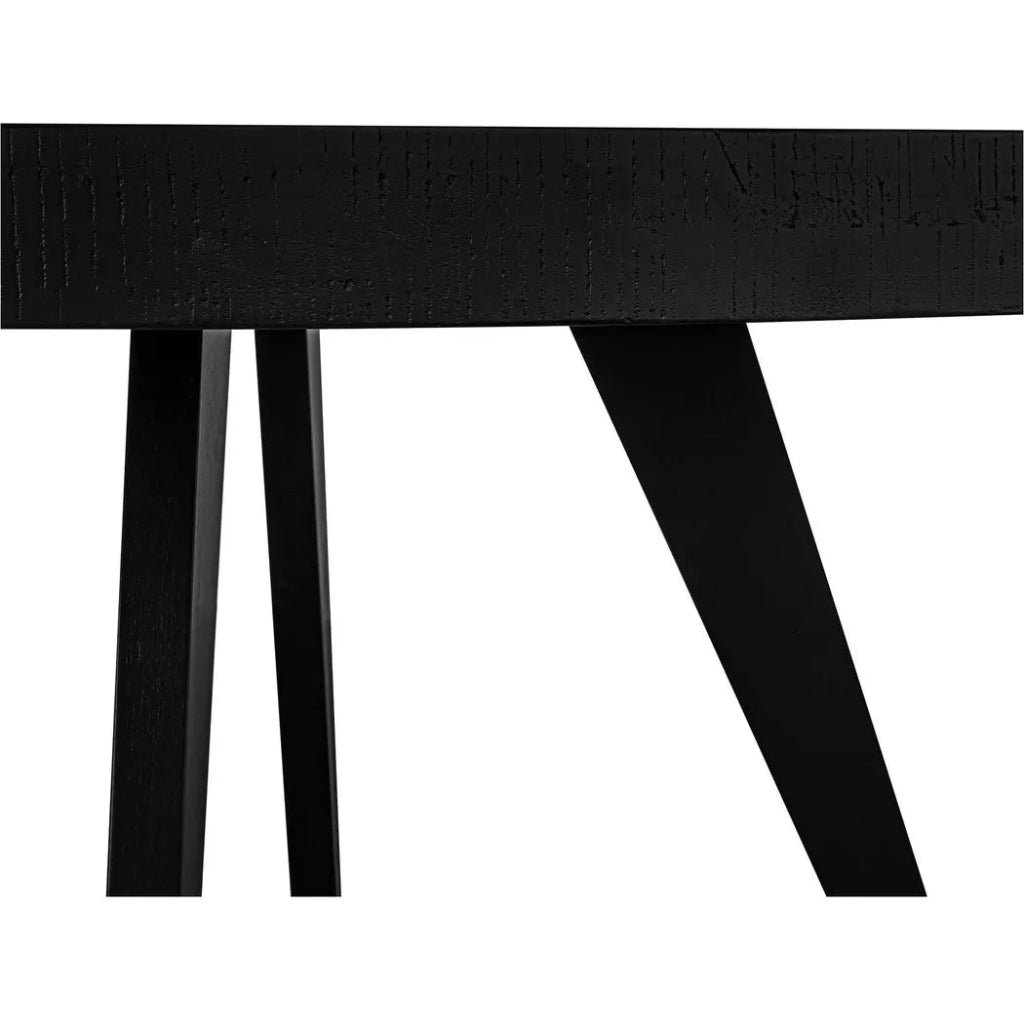60 Inch Parquet Wood Black Round Dining Table - Perfect for Small Spaces, Kitchen Nooks & Cozy Family Gatherings