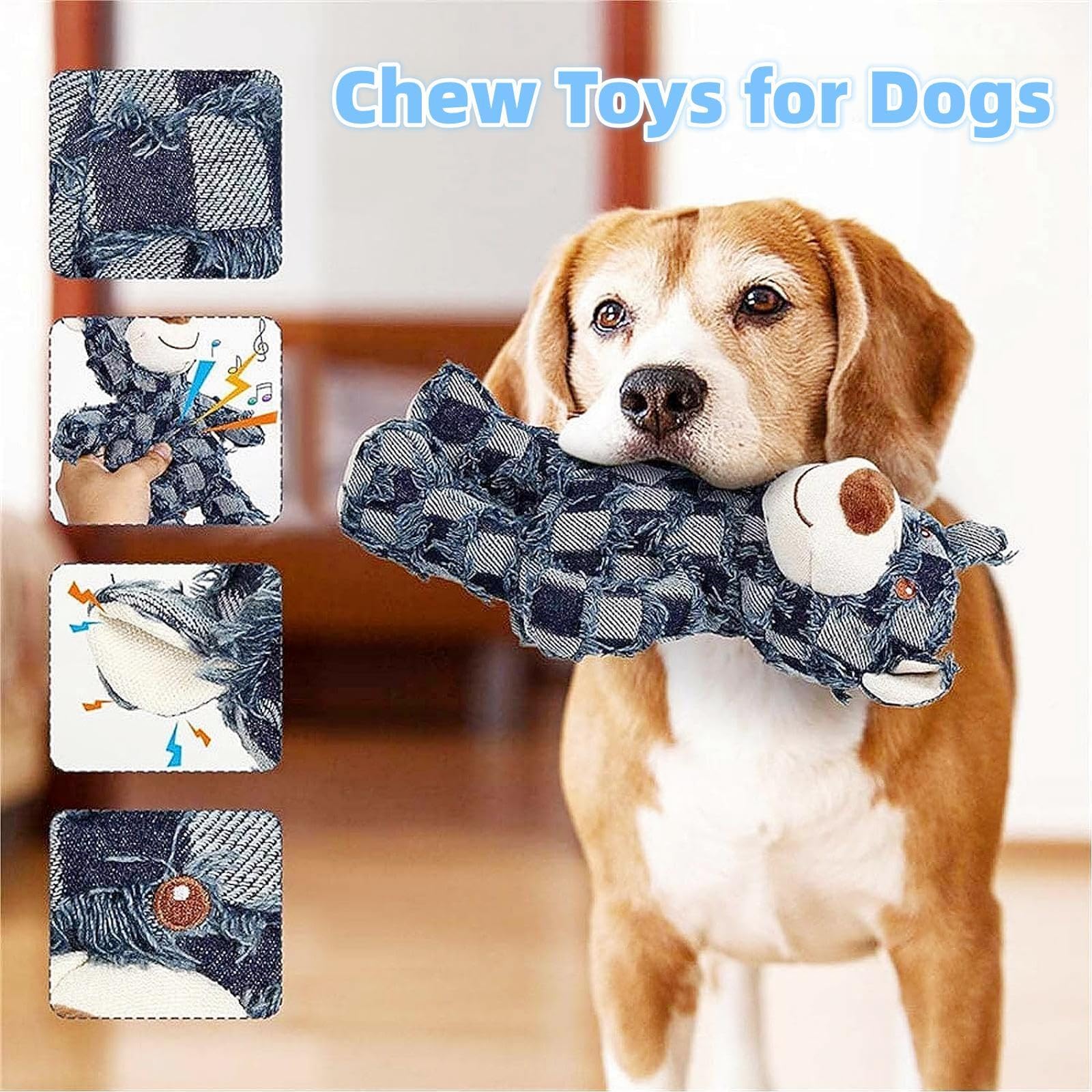 Durable Bear Plush Dog Toy for Aggressive Chewers - Squeaky Interactive Chew Toy for Large Dogs - Purple Pet Toy for Boredom Relief & Playtime Fun