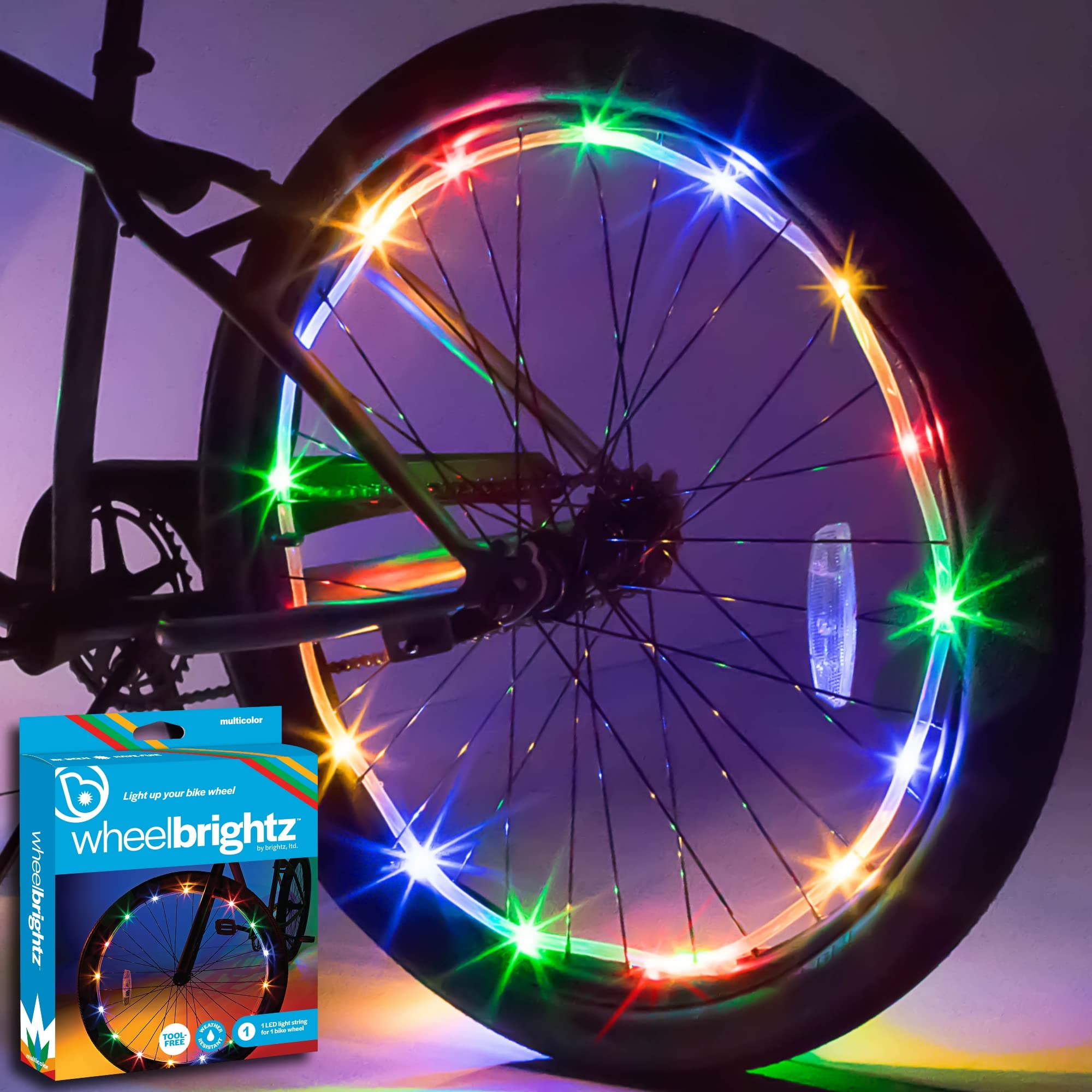 Brightz LED Bike Wheel Lights – Pack of 1 Tire Light for Front & Rear Wheels – Battery Powered Bicycle Spoke Lights for Night Riding Safety & Decoration – Perfect for Cycling, Commuting, and Evening Rides