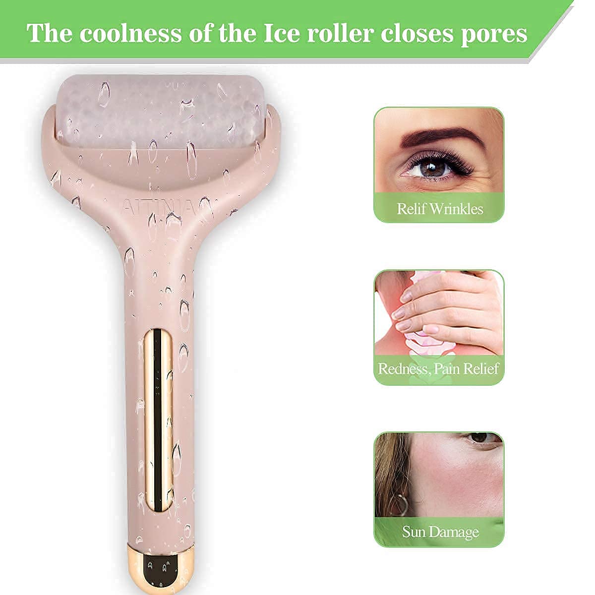 Cooling Ice Roller for Face & Eyes - Puffiness & Pain Relief - Home & Travel Use