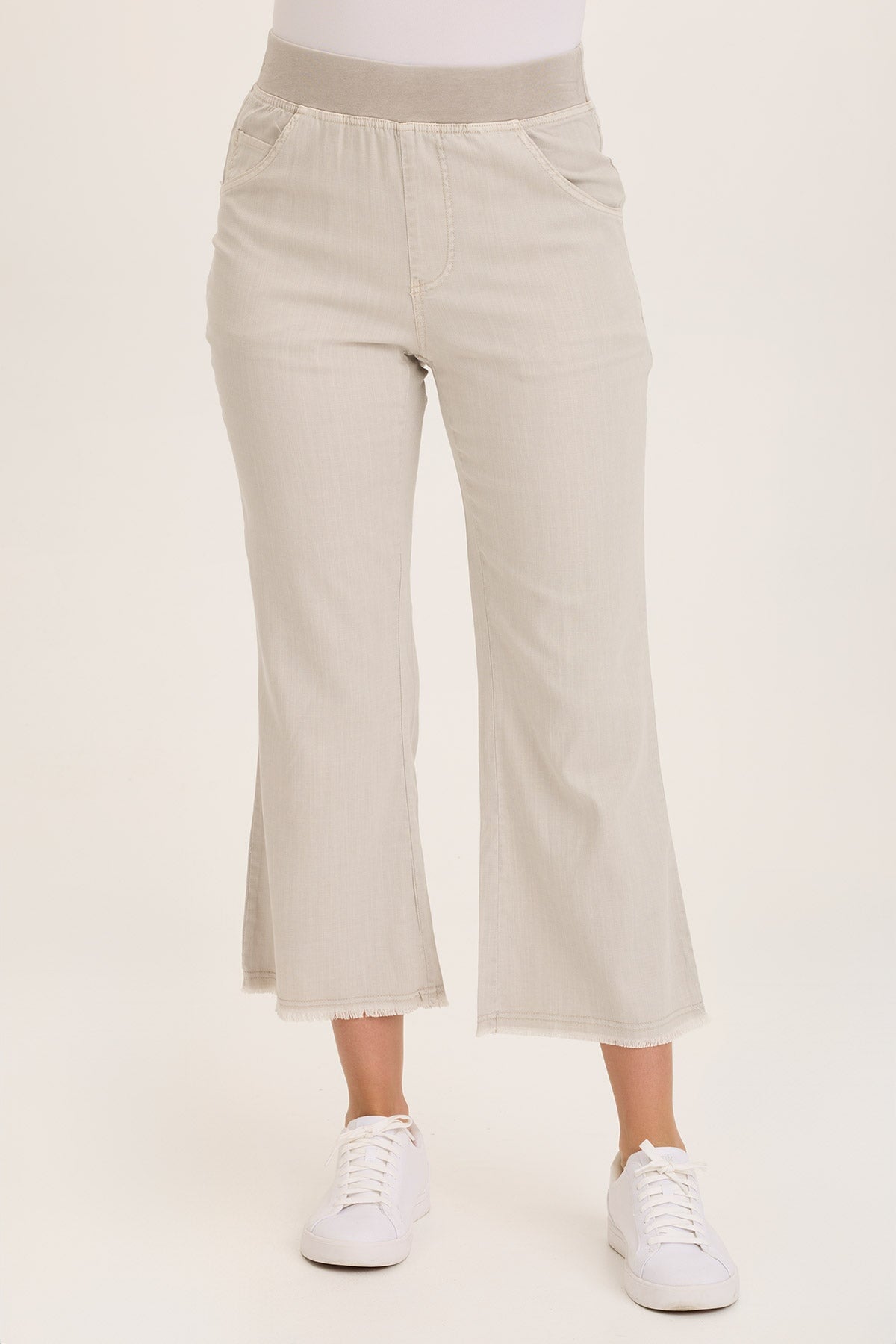 Lorilei Women's Twill Flare Pull On Pants - Comfortable High Waisted Stretch Trousers for Work, Office & Casual Wear