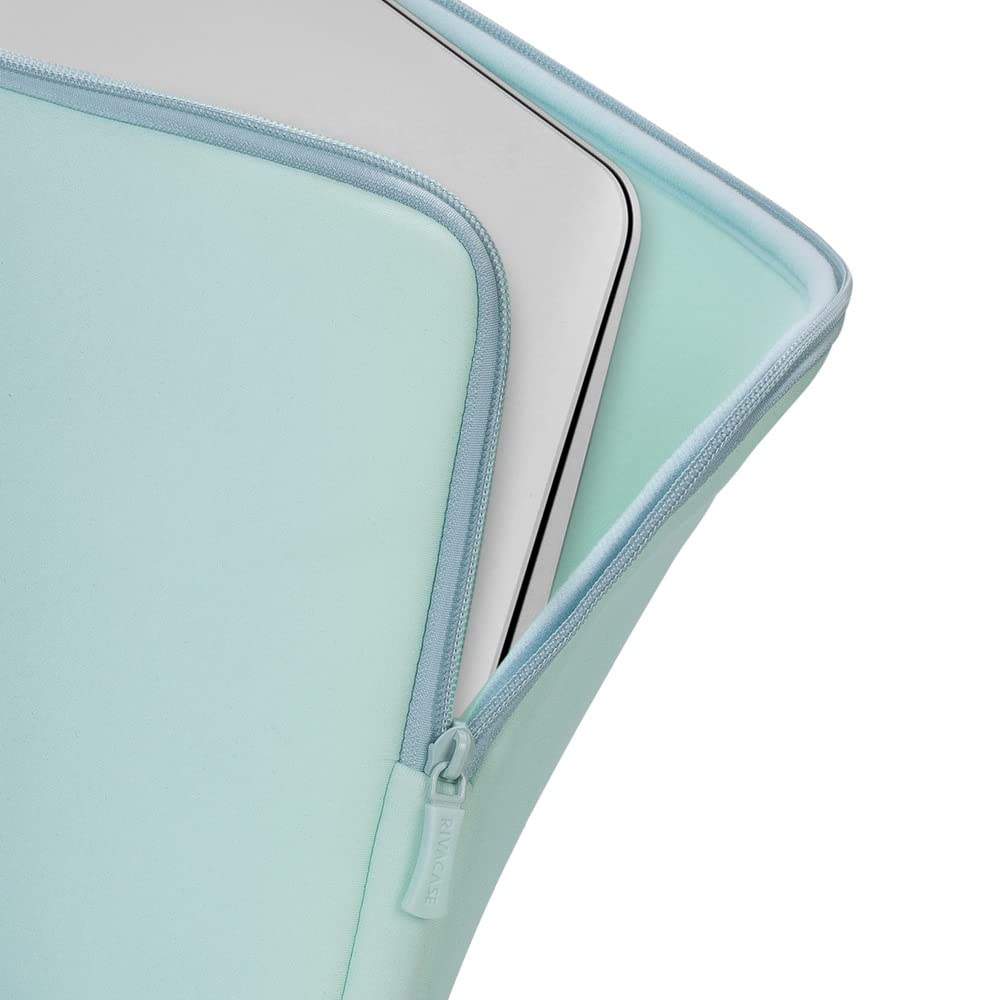 RIVACASE 5133 Mint Green Laptop Sleeve Case for MacBook Pro 15 inch - Protective Neoprene Cover with Soft Interior, Perfect for Travel, Work & School