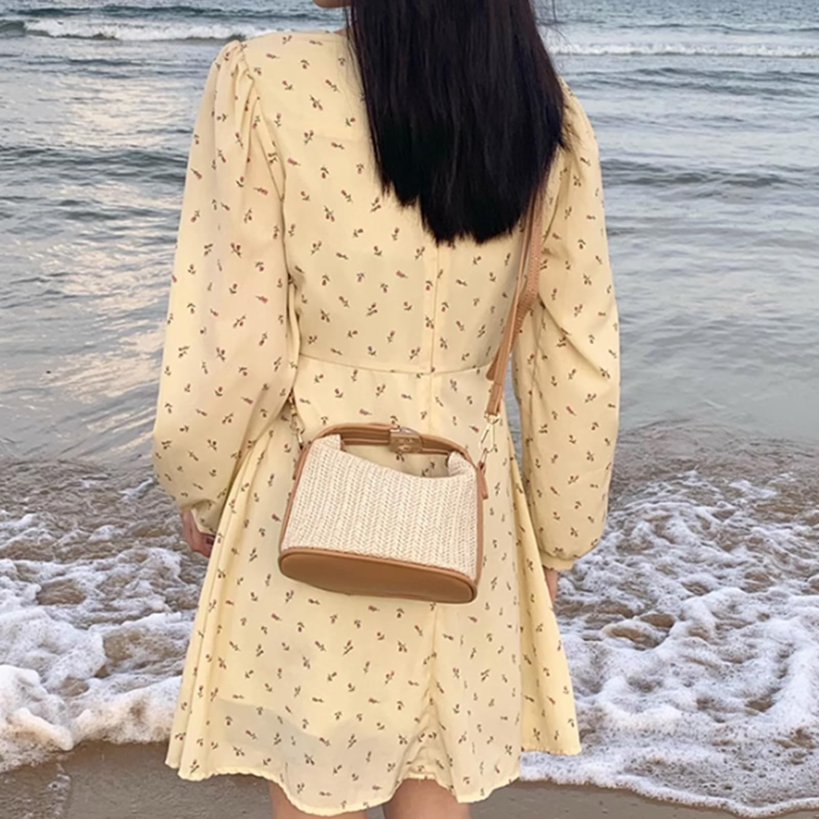 Handmade Straw Woven Crossbody Bag for Women - Eco-Friendly Beach Tote & Summer Top Handle Bucket Purse | Perfect for Vacation, Pool Parties & Boho Fashion Outfits