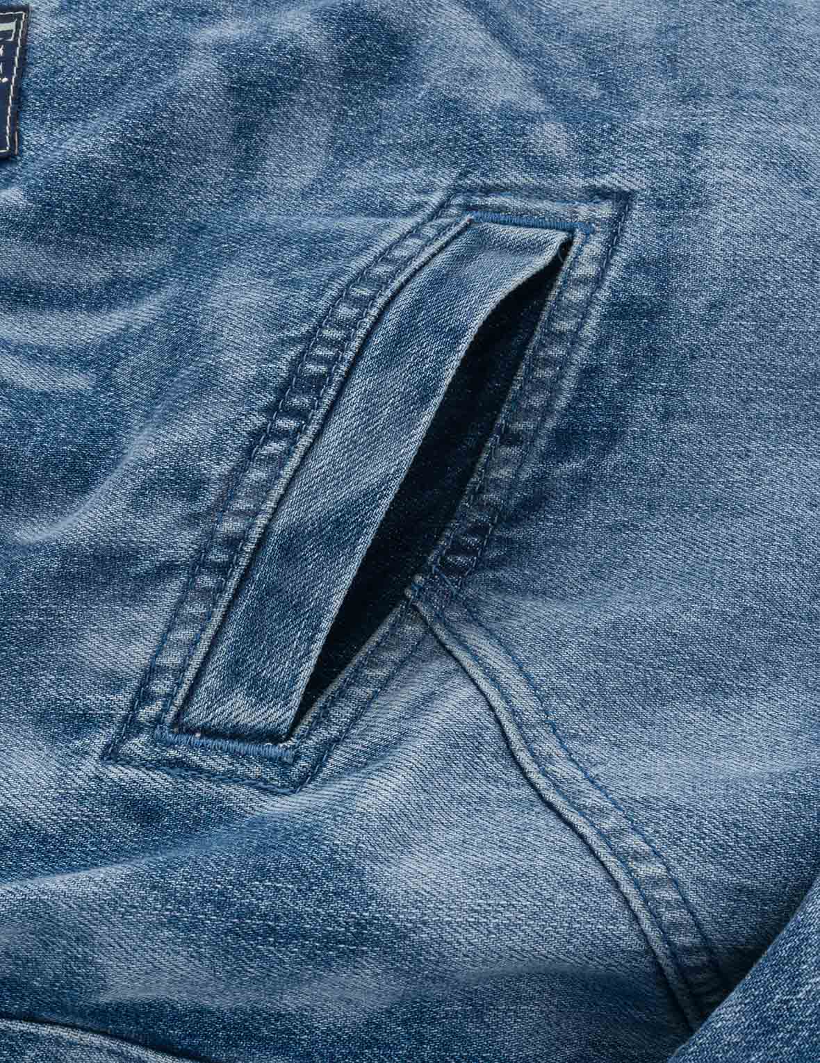 Fisherman Godhead Laser Print Loose Fit Hooded Denim Jacket for Men - Vintage Distressed Streetwear Style for Casual Outfits & Urban Fashion