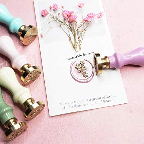 Personalized Custom Wax Seal Stamp with Logo - Monogram Wax Seal Kit for Wedding Invitations, Envelopes, Gift Wrapping - DIY Pink Macaron Handle Wax Sealer for Letters & Crafts