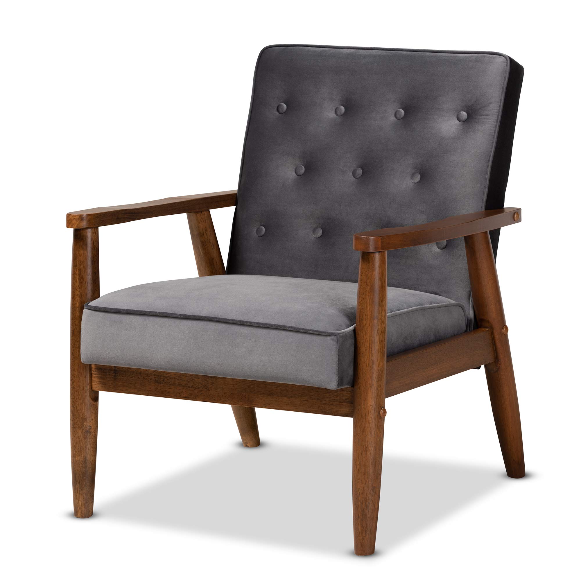 Baxton Studio Modern Office Chairs - Grey & Brown Upholstered Ergonomic Desk Chairs for Home & Office Workspace