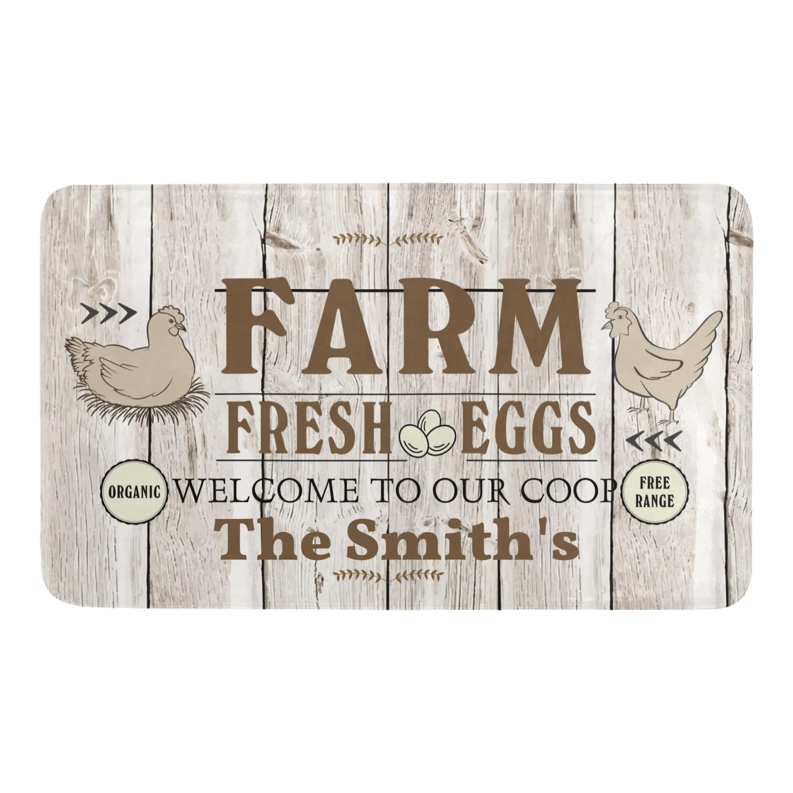 Personalized Deven Farm Chick Doormat - 18x30 Inch Non-Slip Indoor/Outdoor Entrance Rug for Front Door, Kitchen & Patio - Farmhouse Decor Gift Idea